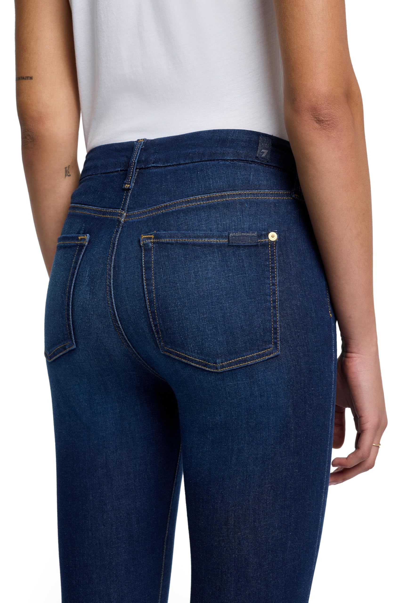 7 For All Mankind Women's High Rise Skinny Fit Ankle Jeans - Stretch Denim Pants for Everyday Comfort | Perfect for Work, Casual Outings & Date Nights