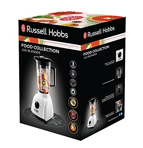 Russell Hobbs 1.5L Plastic Jug Blender with 2 Speeds & Pulse - Removable Stainless Steel Blades - Dishwasher Safe - 400W Power - Perfect for Smoothies, Shakes & Food Prep (Model 24610)