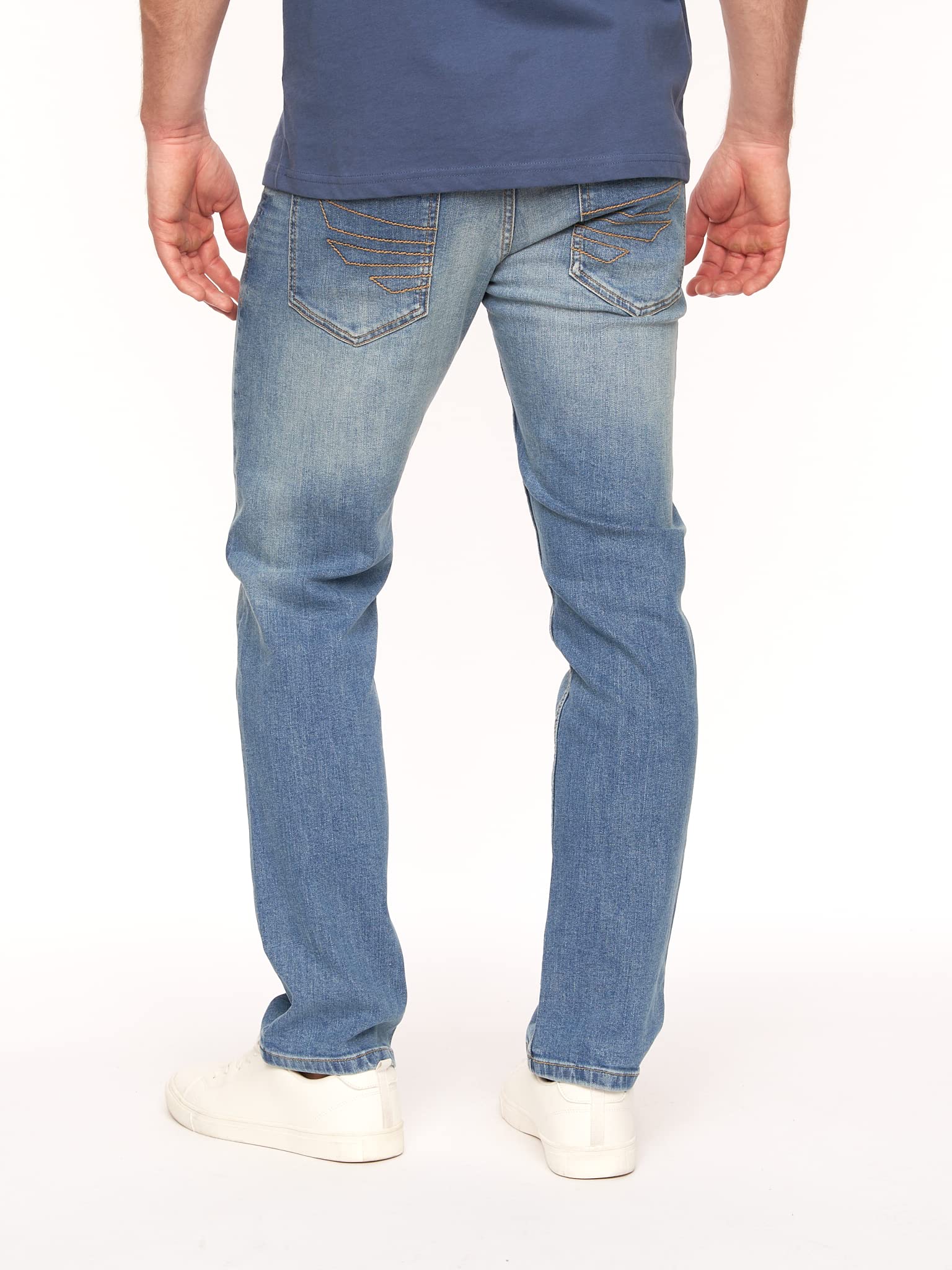 **Kandor Men's Stretch Denim Jeans - Regular Fit Straight Leg Cotton Pants for Men | Classic Black, Dark Blue, Mid Blue & Light Blue Washes | Casual, Work & Everyday Wear**