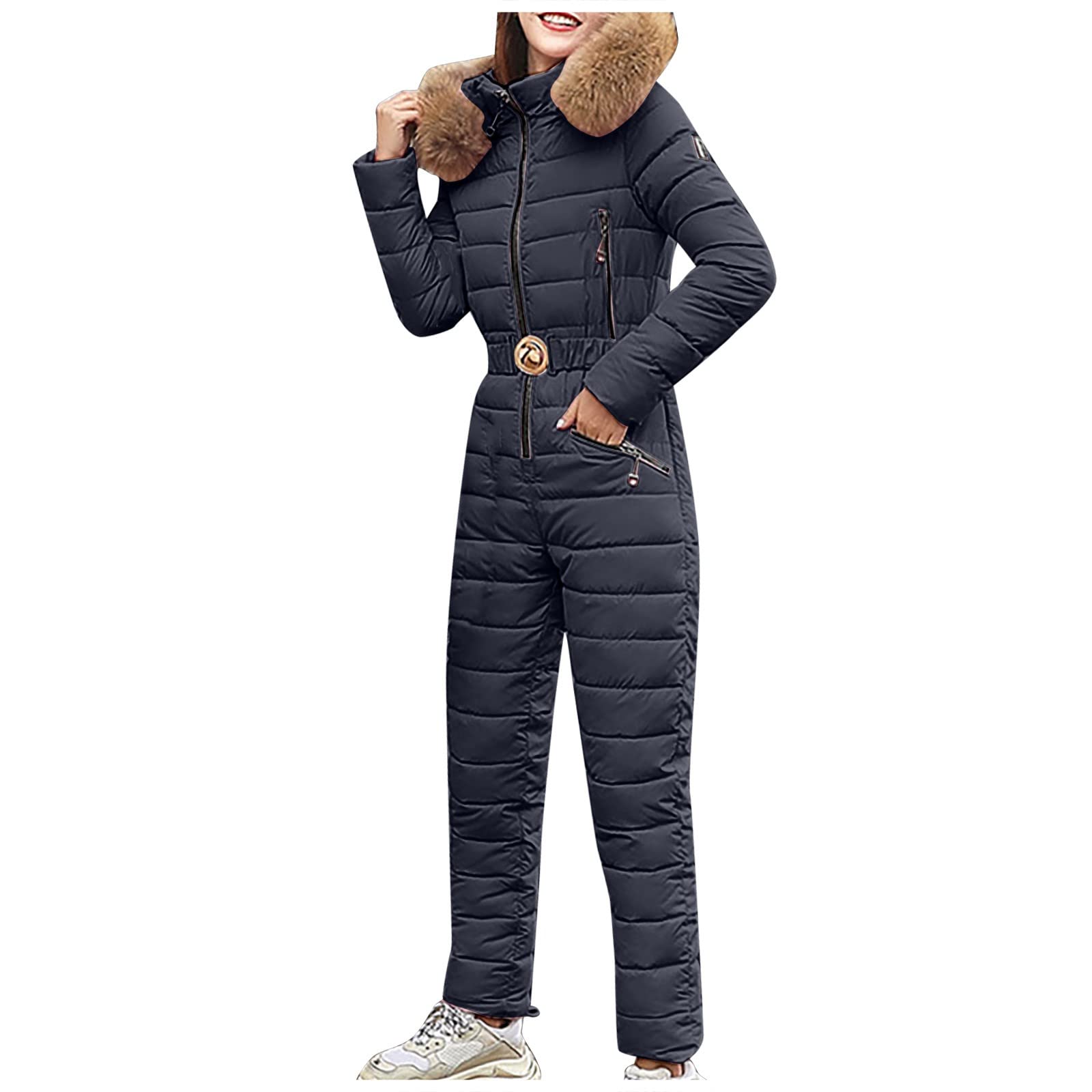 Women's Warm Plush Ski Outfit Set - Waterproof One-Piece Snowsuit with Zipper Jacket for Outdoor Winter Sports | Perfect for Skiing, Snowboarding & Cold Weather Activities