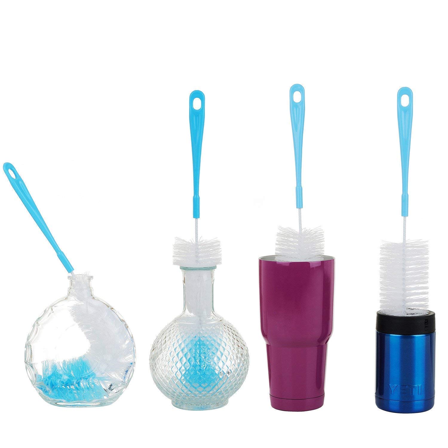 2-Pack Long Nylon Bottle Cleaning Brush for Glass & Plastic Bottles - Blue | Perfect for Water Bottles, Baby Bottles, Thermos & Sports Bottles | Shri Krishna Enterprises