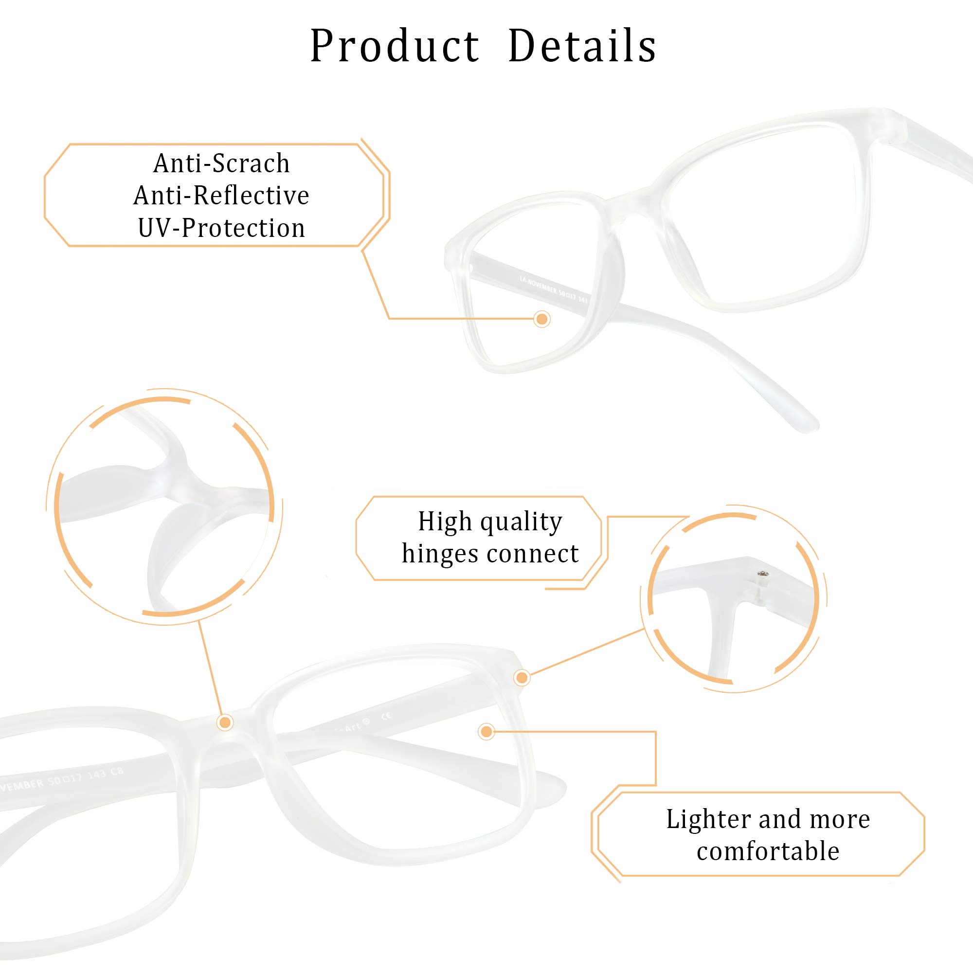 Anti Eyestrain Computer Reading Glasses - Blue Light Blocking for Gaming & TV - Anti Glare Lenses for Men & Women - Perfect for Office Work, Online Classes & Nighttime Screen Use
