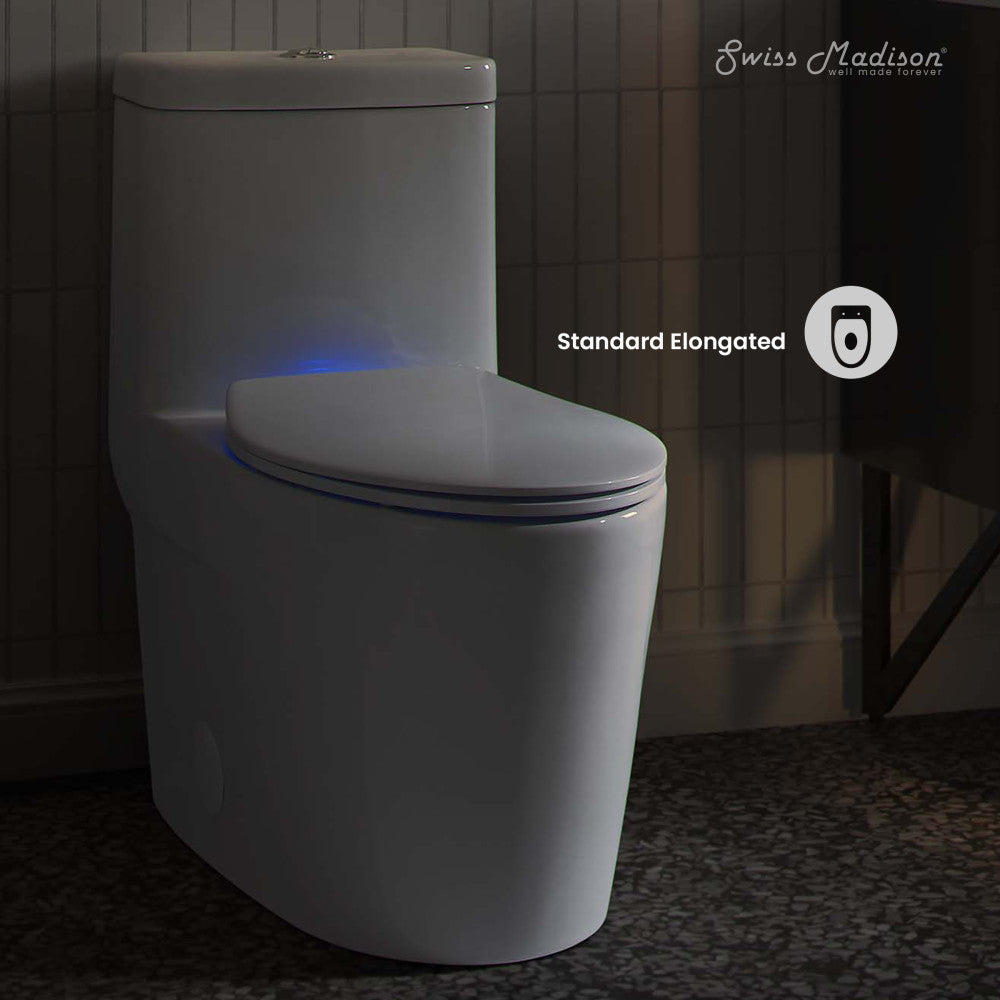 Lumiere Elongated Quick Release Toilet Seat with Soft Glow Night Light - Easy Installation, Hygienic & Comfortable Bathroom Upgrade for Home, RV, and Elderly Safety