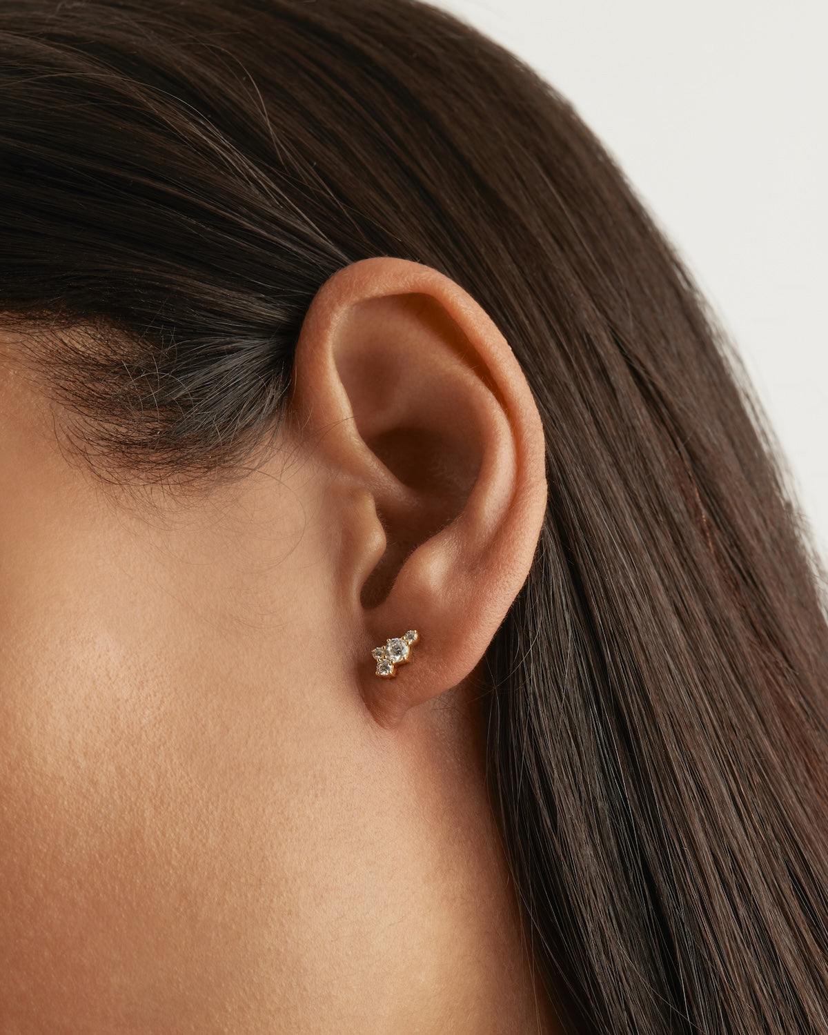 18K Gold Vermeil Mist Stud Earrings - Dainty Minimalist Earrings for Women, Hypoallergenic Cubic Zirconia Jewelry - Perfect for Everyday Wear, Date Night & Special Occasions