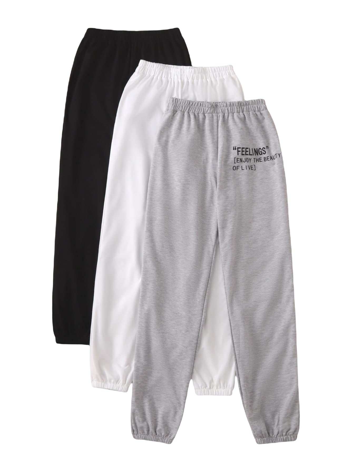 SheIn Women's 3-Pack Fleece Lined Thermal Sweatpants with Drawstring Waist & Pockets - Winter Warm Joggers for Lounge, Yoga, and Outdoor Activities