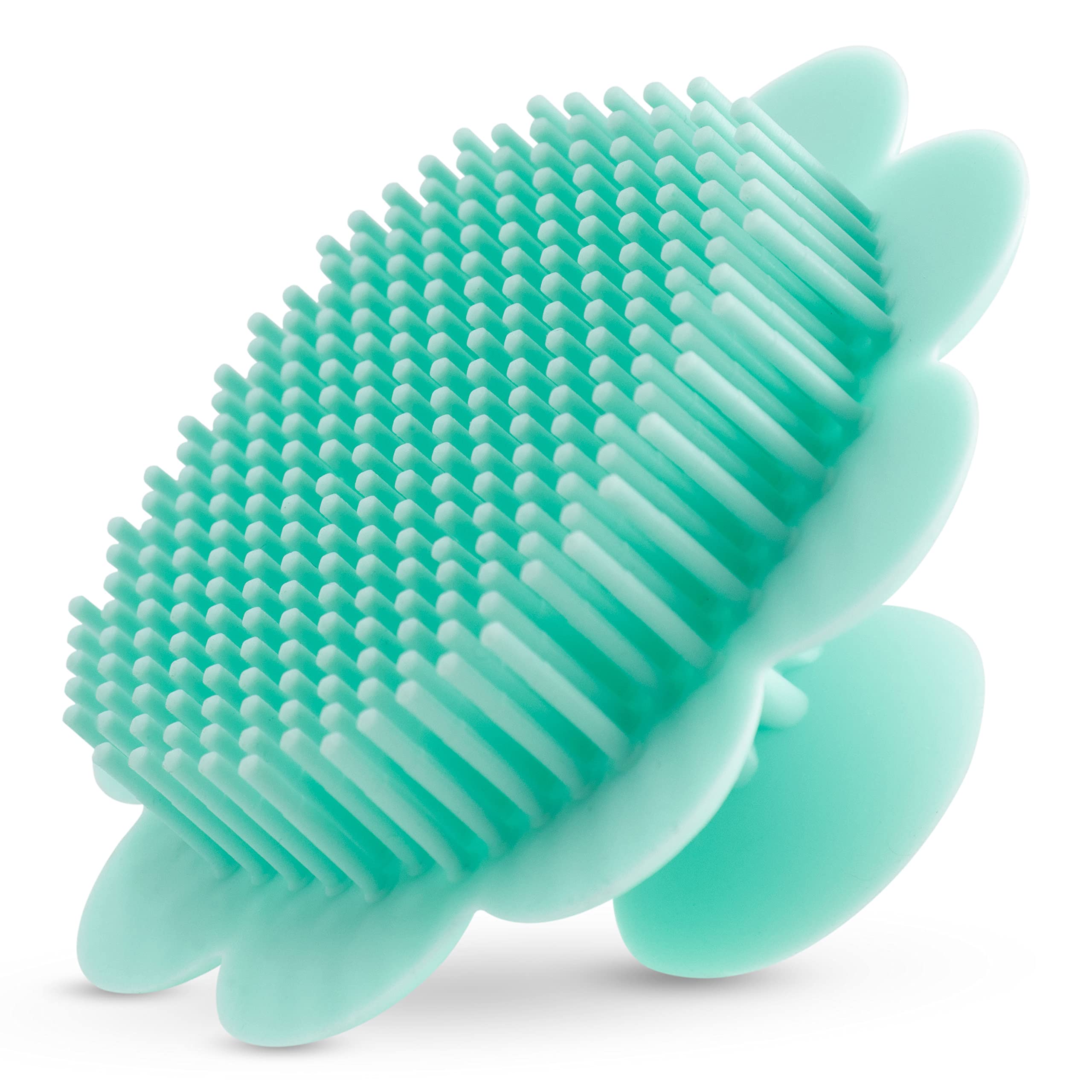 LuvLap Baby Silicone Shower Brush - Gentle Bath Scrubber & Loofah for Newborns & Infants | Exfoliating Scalp & Body Massager | Soft Silicone Bath Brush for Sensitive Skin (Green) | Perfect for Baby Bath Time & Spa-Like Care