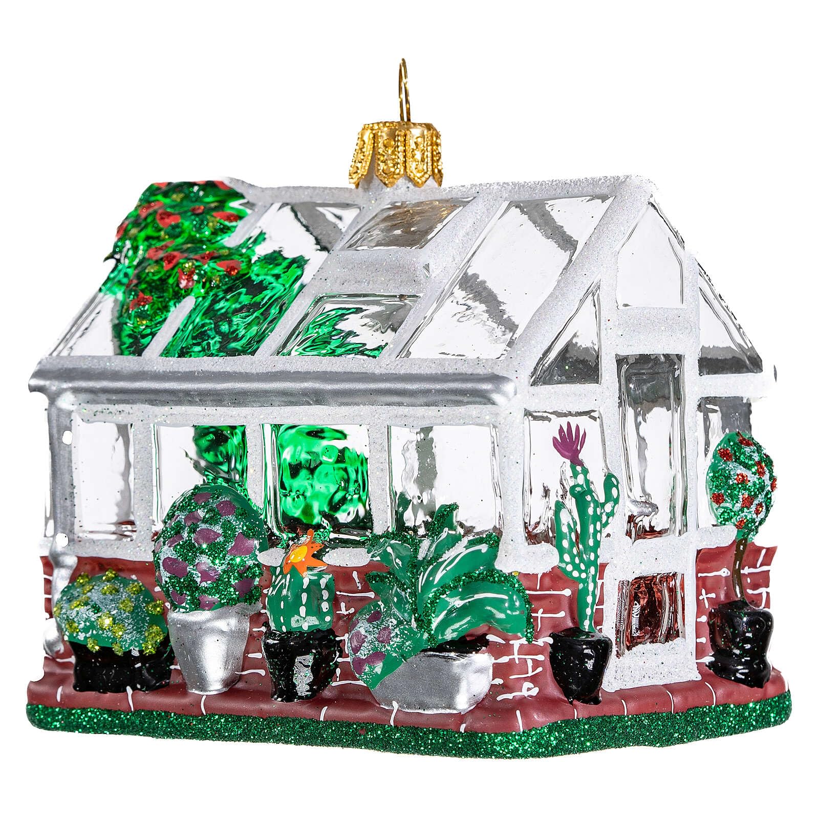 Handmade Blown Glass Christmas Ornament with Greenhouse Design - Perfect for Holiday Tree Decorations, Gift Giving & Festive Home Decor