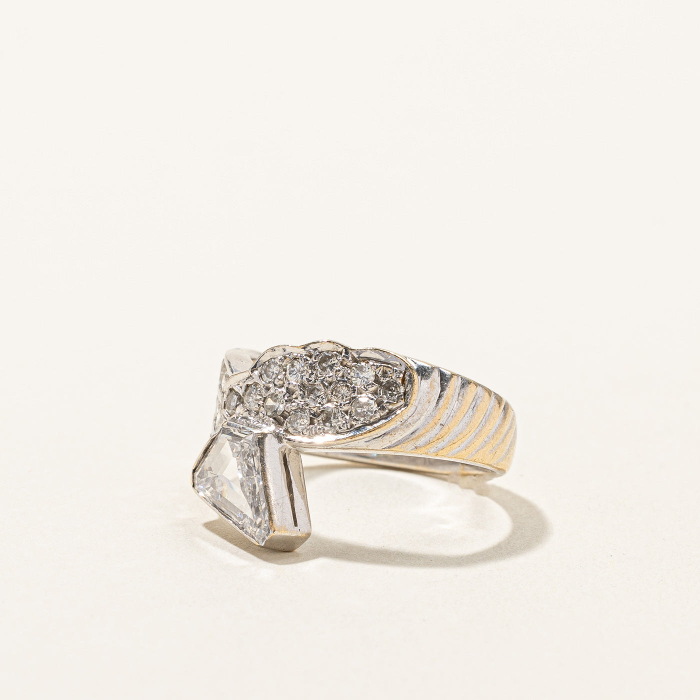 0.75ctw Modified Cut Diamond Bypass Ring - Size 5.5 | Elegant Wedding Band, Anniversary Gift for Her | Perfect for Engagement, Proposal & Special Occasions