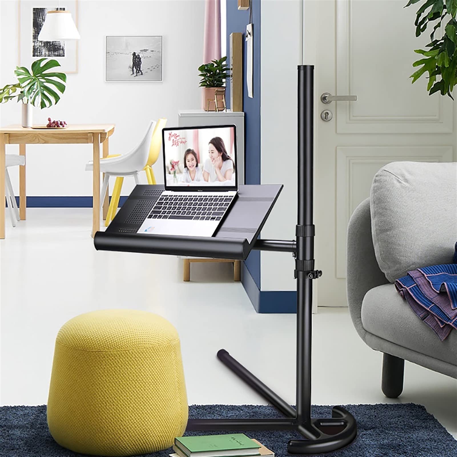 Adjustable Metal Floor Stand for Books, Laptops & Music Sheets - Telescopic Height, Foldable Design - Perfect for Reading, Bedside, Office & Music Practice