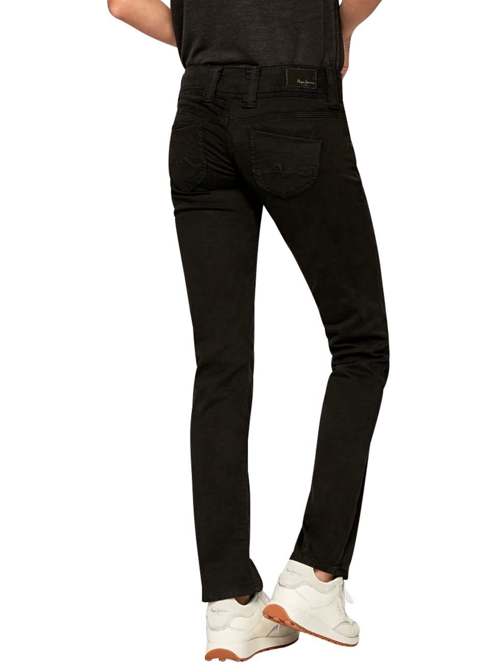 Pepe Jeans Venus Women's Black 5-Pocket Trousers - EU 34 (US 24/30) - Stylish Slim Fit Pants for Casual Wear & Office Outfits