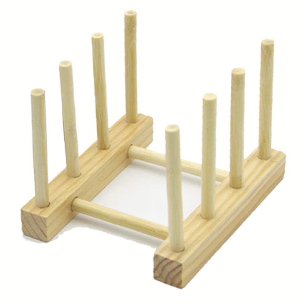 Yinrunx Bamboo Dish Rack Organizer - Wooden Plate Holder, Pot Lid & Cutting Board Drying Stand for Kitchen Cabinet Storage | Perfect for Dishes, Bowls, Cups & Cookware (Ideal for Small Kitchens & Countertop Organization)