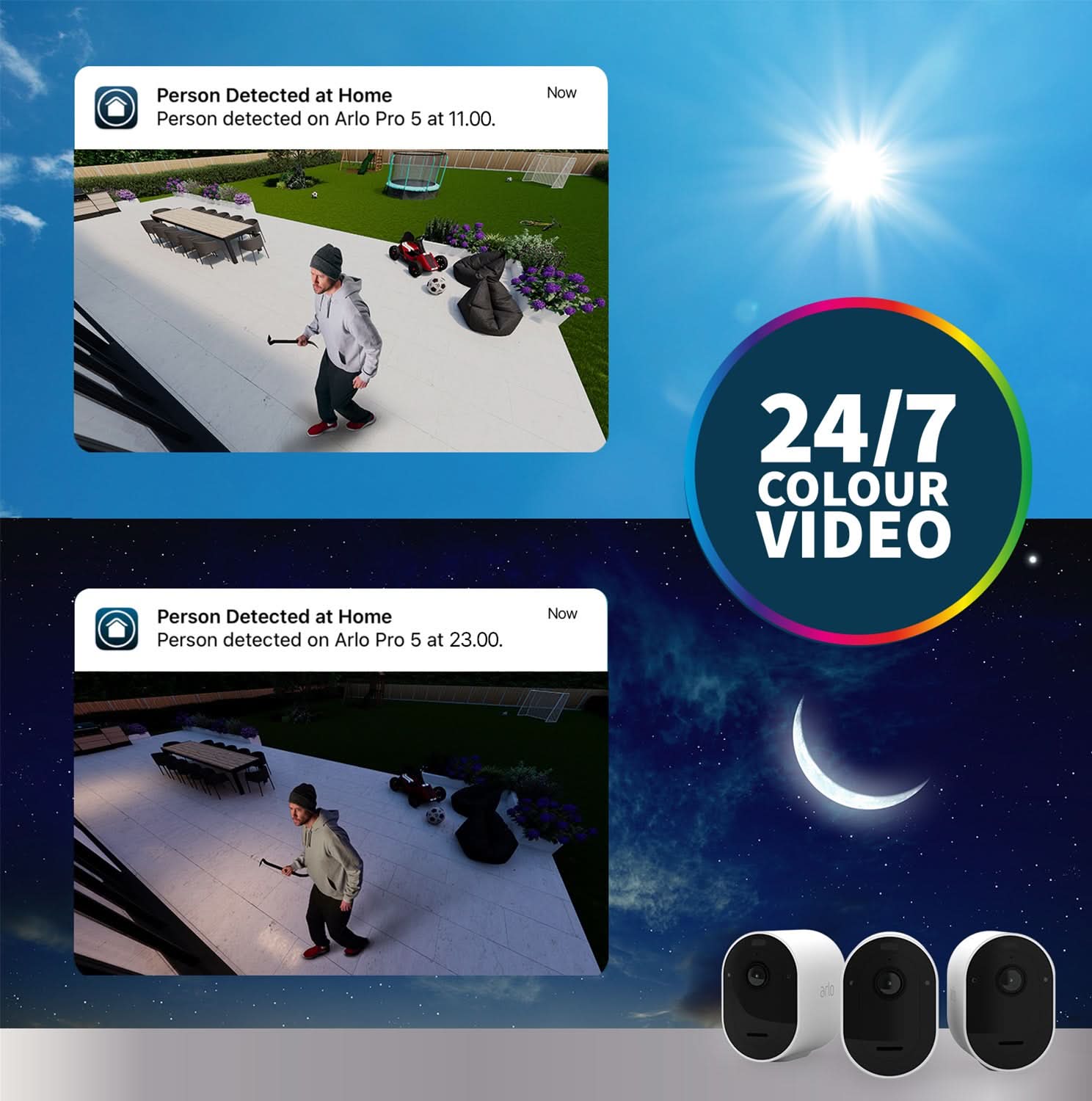 Arlo Pro 5 Security Camera System (4 Pack) VMC4460P - 4K UHD Wireless Outdoor/Indoor Cameras with Night Vision & Motion Detection - Ideal for Home Security & Business Surveillance