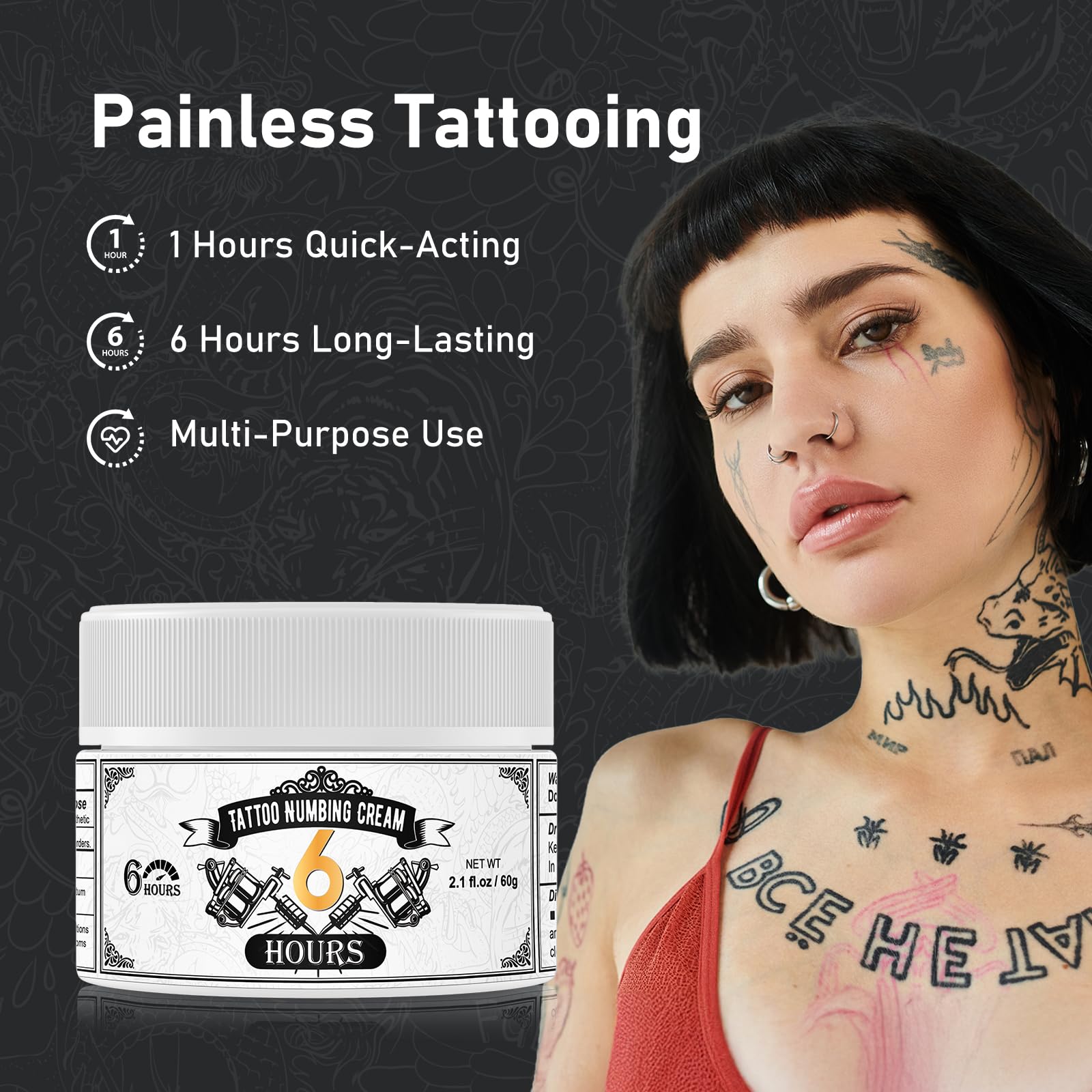 Extra Strength Tattoo Numbing Cream - 6 Hours Pain Relief for Tattoos & Waxing | Professional Numbing Solution for Painless Body Art & Hair Removal