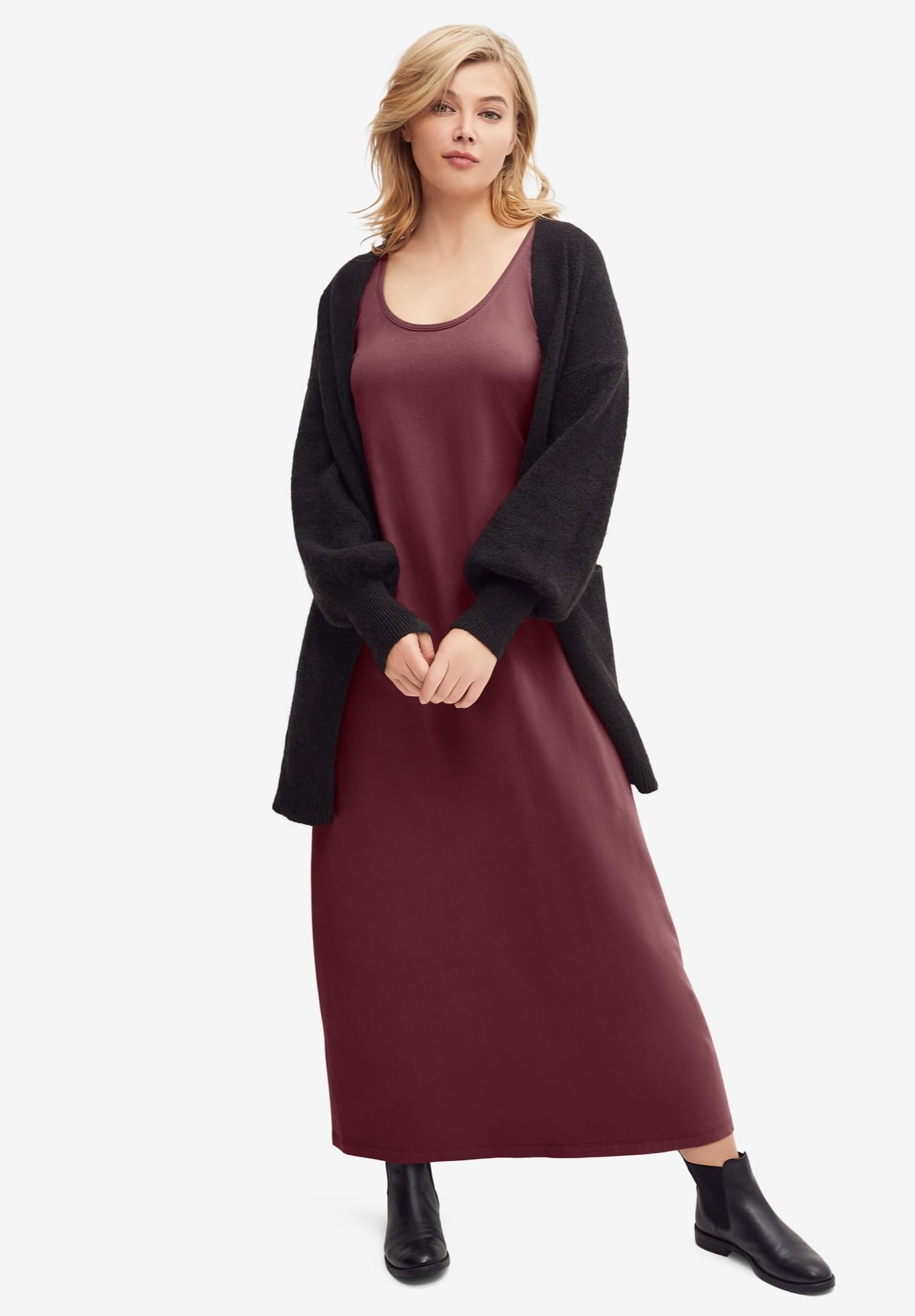 Ellos Women's Plus Size Sleeveless Knit Maxi Dress - Flowy Summer Beach Dress for Vacation, Party & Casual Wear