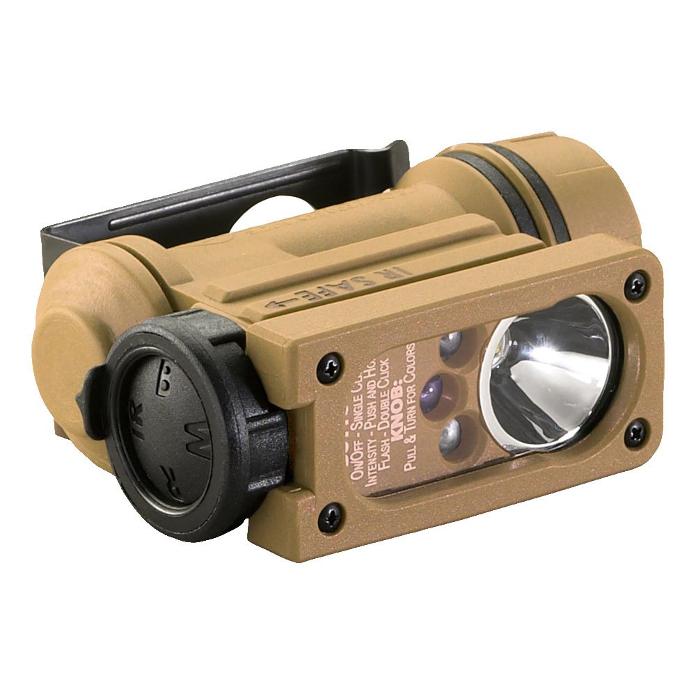 Streamlight 14102 Sidewinder 55-Lumens Compact Tactical Flashlight with 4 LEDs, Helmet Mount & CR123A Lithium Battery - Coyote Tan - Perfect for Military, Camping, Hiking & Emergency Use
