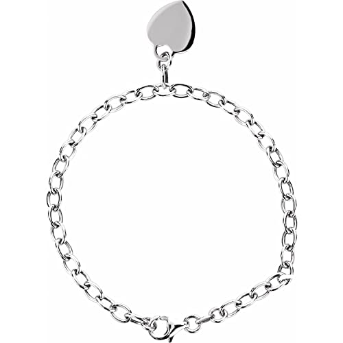 Auriga 925 Sterling Silver Rolo Chain Bracelet with Heart Charm - 7.5 Inch Adjustable Women's Jewelry Gift for Birthday, Anniversary & Valentine's Day | Elegant Everyday Wear & Special Occasions