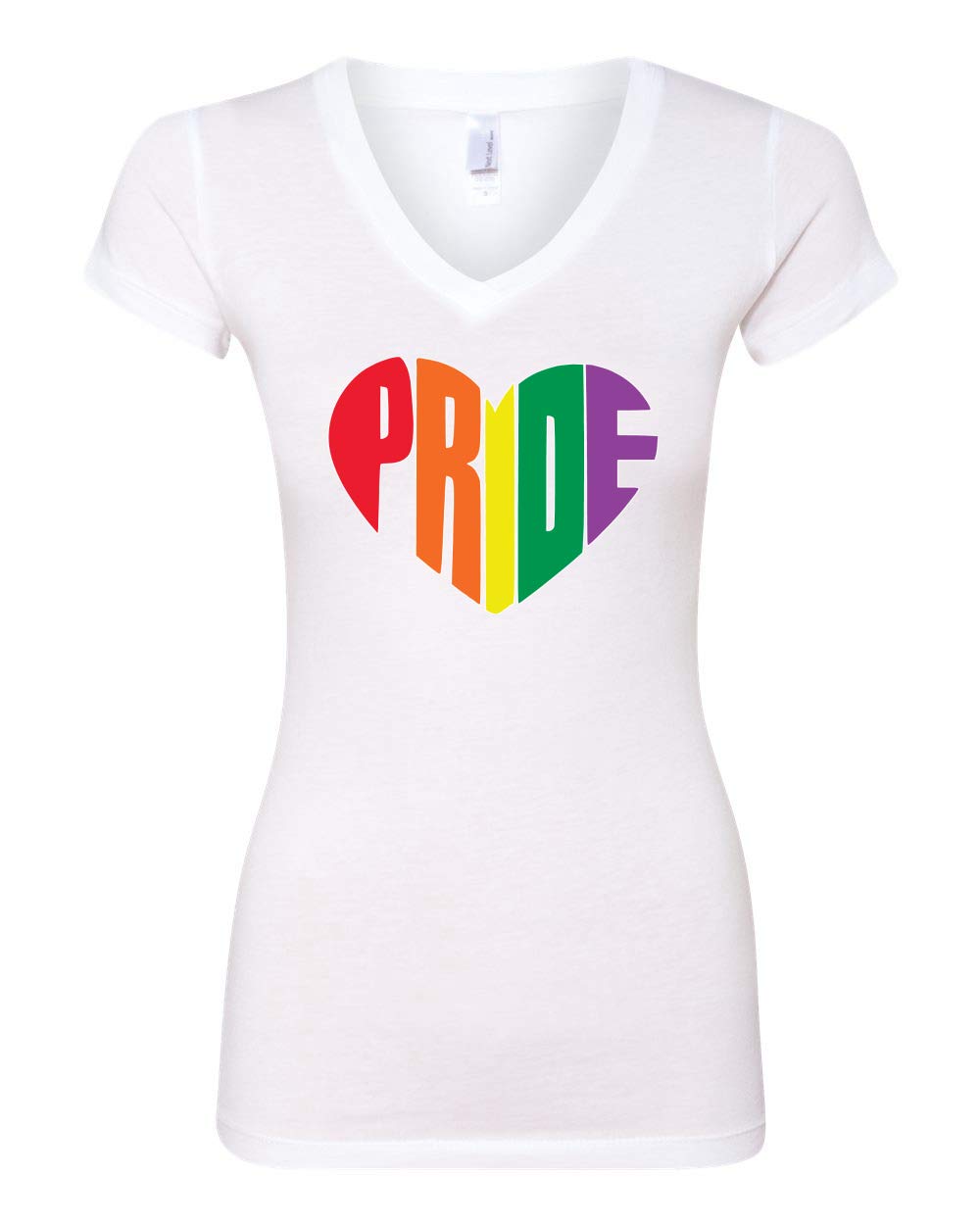 Rainbow LGBTQ Gay Pride Heart LGBT Pride Women's Junior Fit V-Neck T-Shirt - Perfect for Pride Parades, LGBTQ Events & Everyday Wear to Show Support