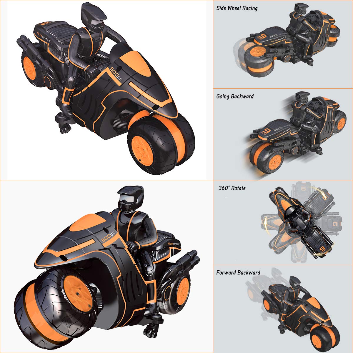 2.4GHz Remote Control Motorcycle for Kids - 360° Spinning Drift Stunt RC Bike with Rider Figure, 2WD High Speed Toy for Boys | Indoor & Outdoor Play, Birthday Gifts, Racing Competitions