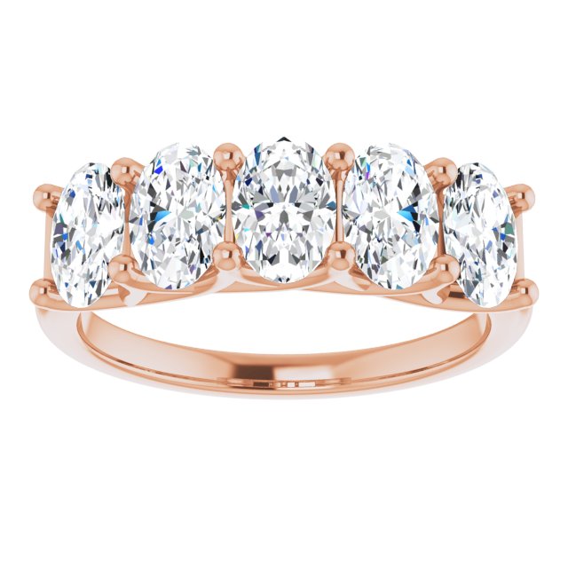 1.05 Carat Oval Cut Diamond Wedding Band - 5 Stone Trellis Engagement Ring for Women - Perfect for Bridal, Anniversary & Special Occasion Gifts