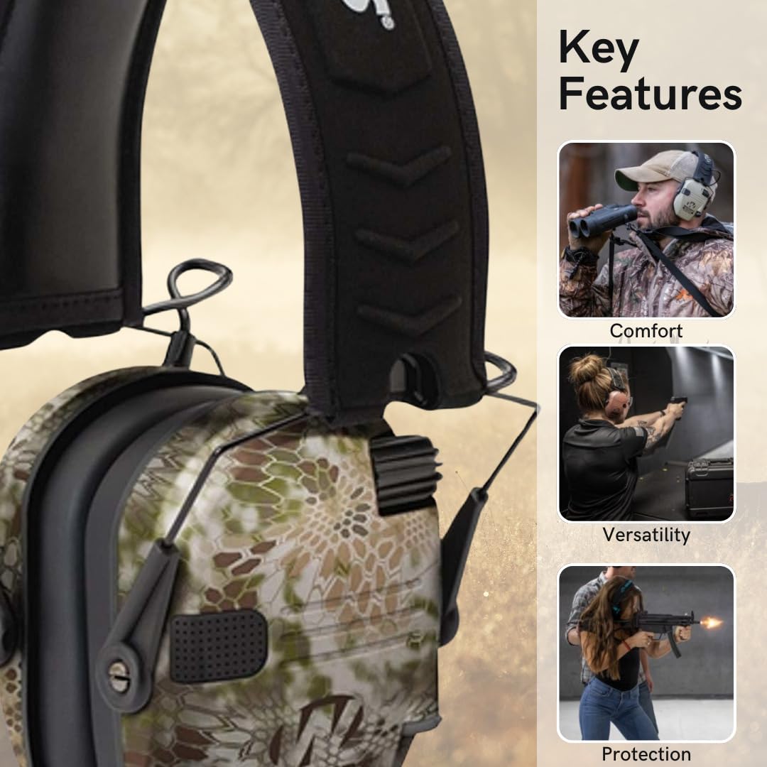 Walker's Razor Slim Electronic Shooting Earmuffs 2-Pack - Noise Canceling Hearing Protection with Walkie Talkie & OTG Glasses - Perfect for Hunting, Shooting Range, and Outdoor Activities