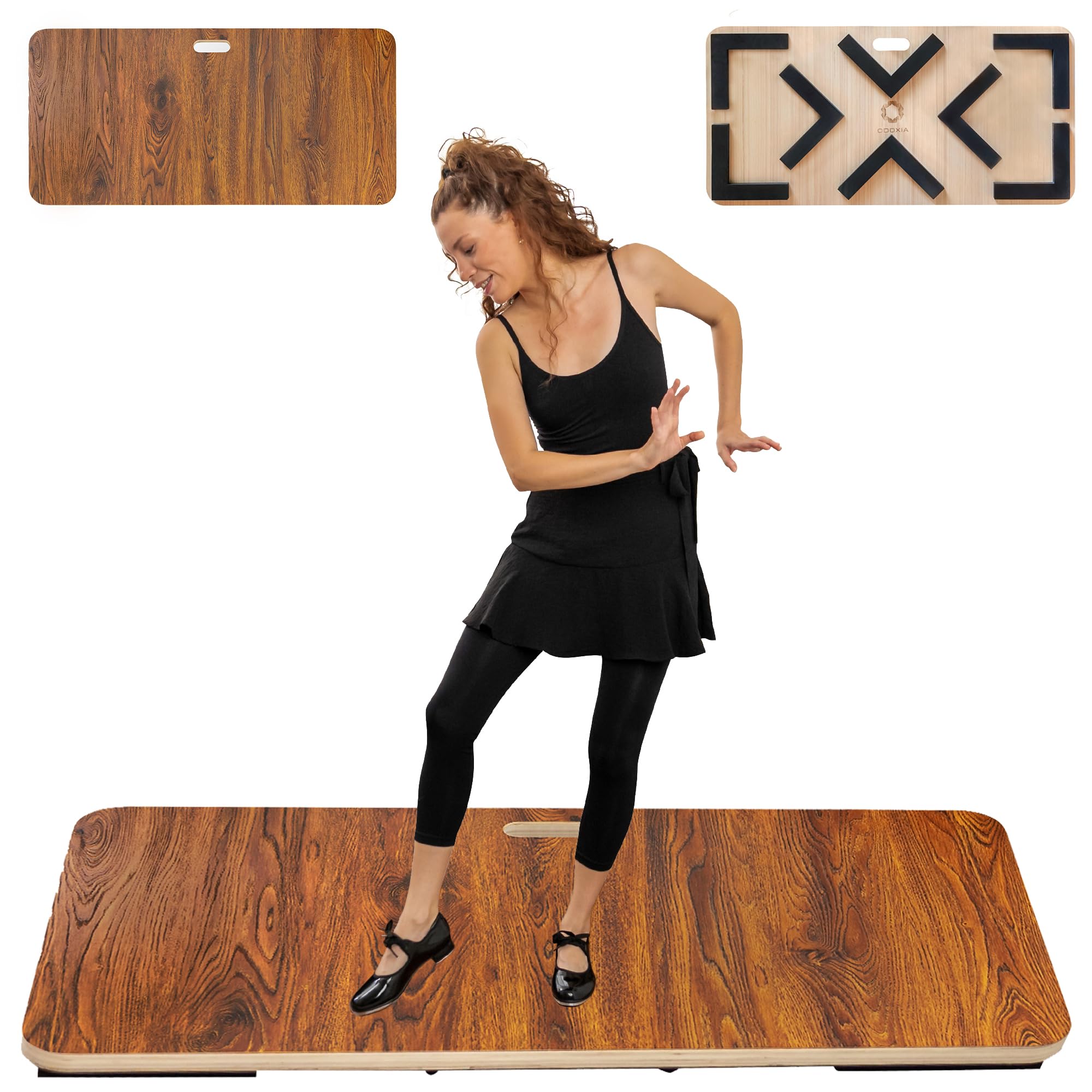 ODOXIA Portable Tap Dance Board - Cushioned Practice Floor Mat for Home & Studio | Non-Slip Surface for Tap Dancing on Any Floor | Perfect for Beginners & Professional Percussive Dancers | Great for Dance Training, Exercise & Performance Practice (Brown)