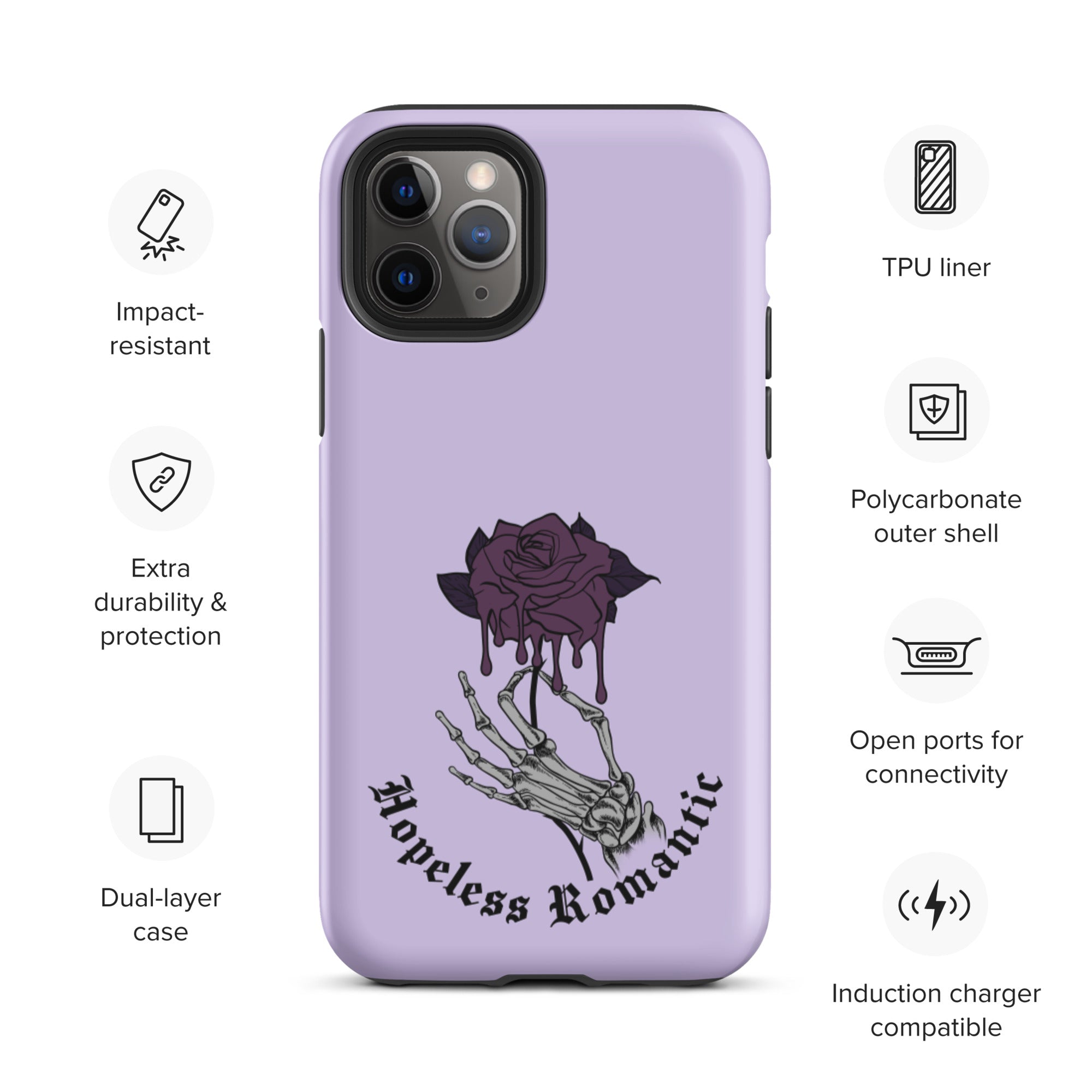 Hopeless Romantic Tough iPhone Case - Durable Protective Cover for iPhone [Model] - Perfect for Everyday Use, Travel & Outdoor Adventures