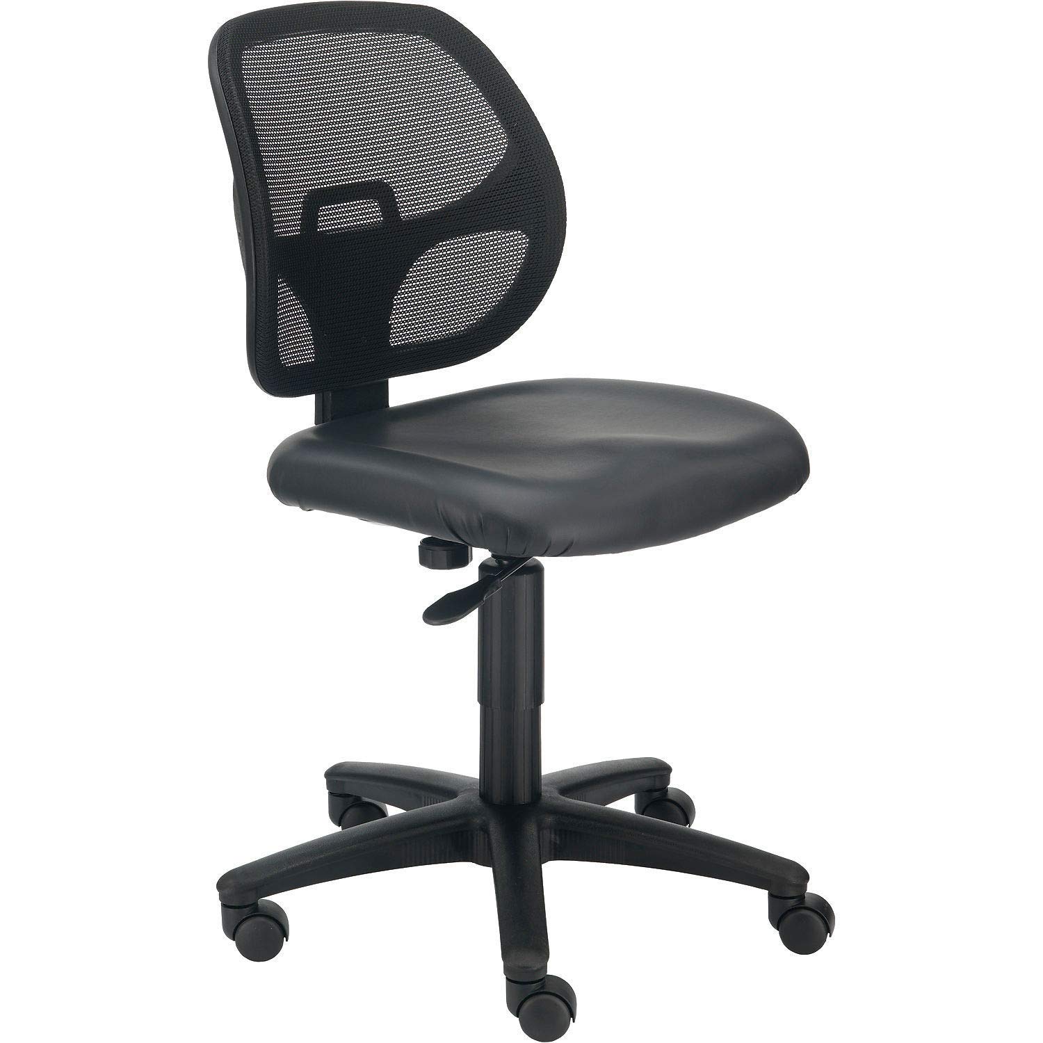 Ergonomic Armless Mesh Back Office Chair - Breathable Vinyl Upholstery, Black - Perfect for Home Office, Conference Rooms & Workspaces