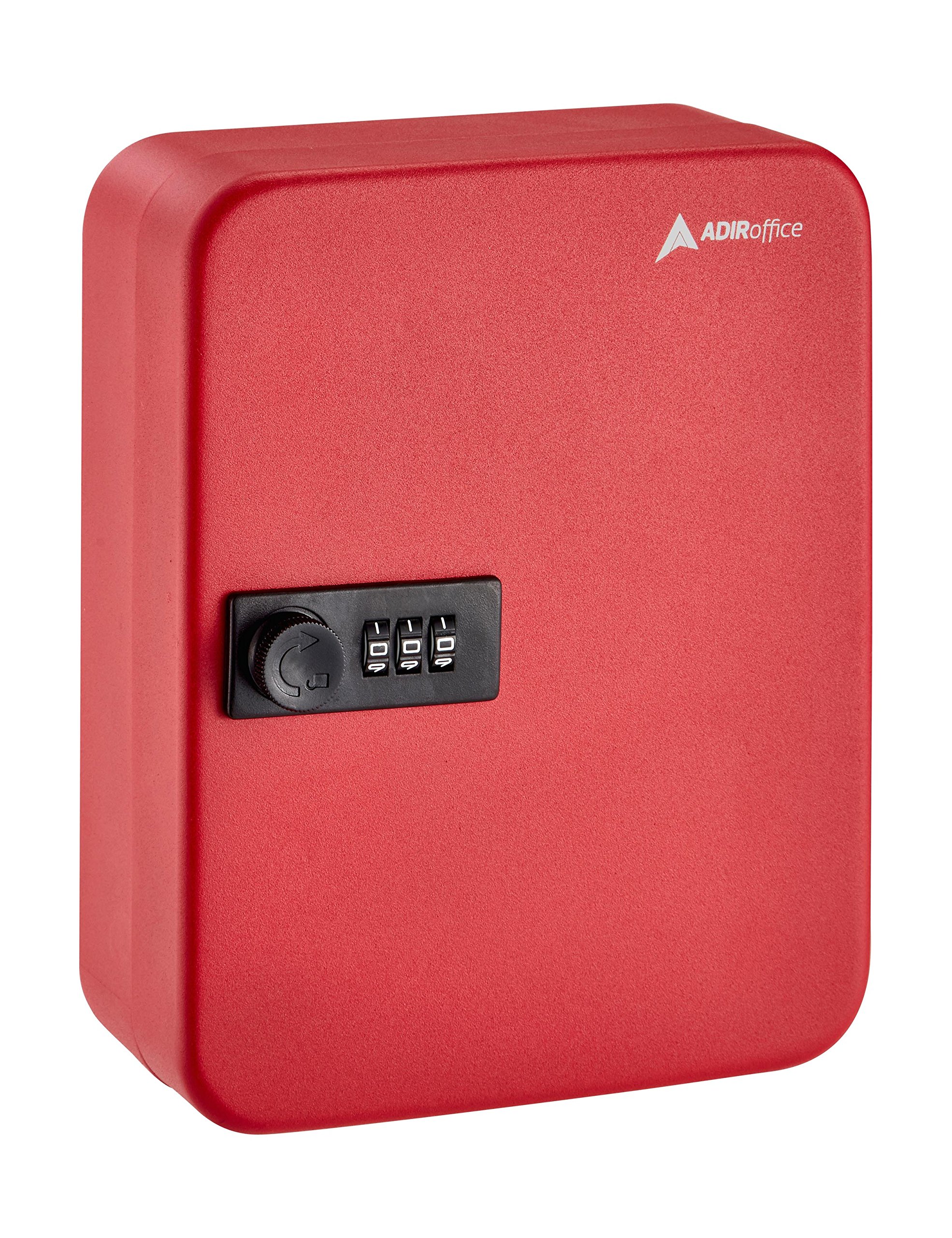 AdirOffice Steel Combination Lock Key Cabinet - 30 Slots, White & Red Bundle - Secure Key Storage for Home, Office, and School Lockers