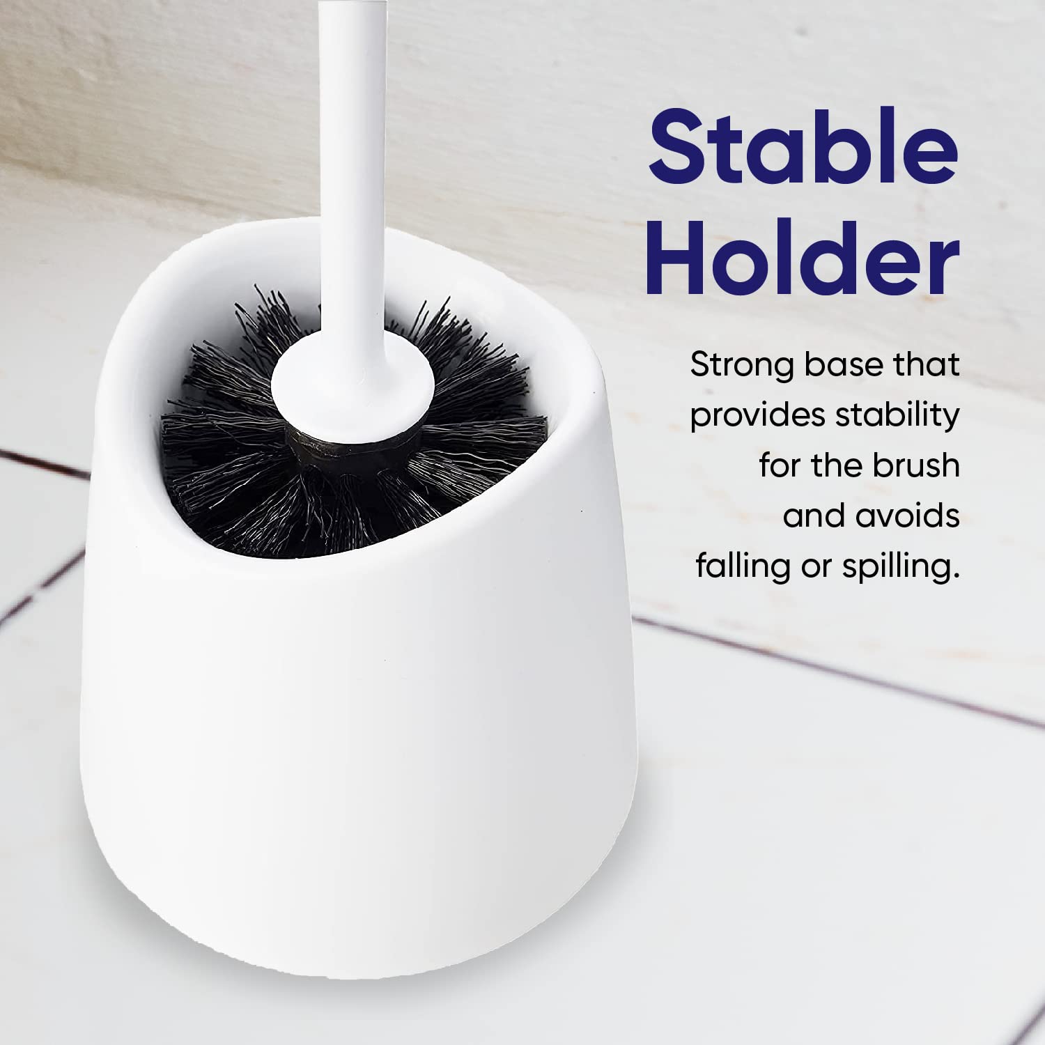 White Toilet Brush and Holder Set - Scrubbing Wand with Storage Caddy for Easy Bathroom Cleaning | Bathroom Essentials, Toilet Bowl Cleaner, Home Cleaning Supplies (Perfect for Bathrooms, Kitchens, RVs & Camping)