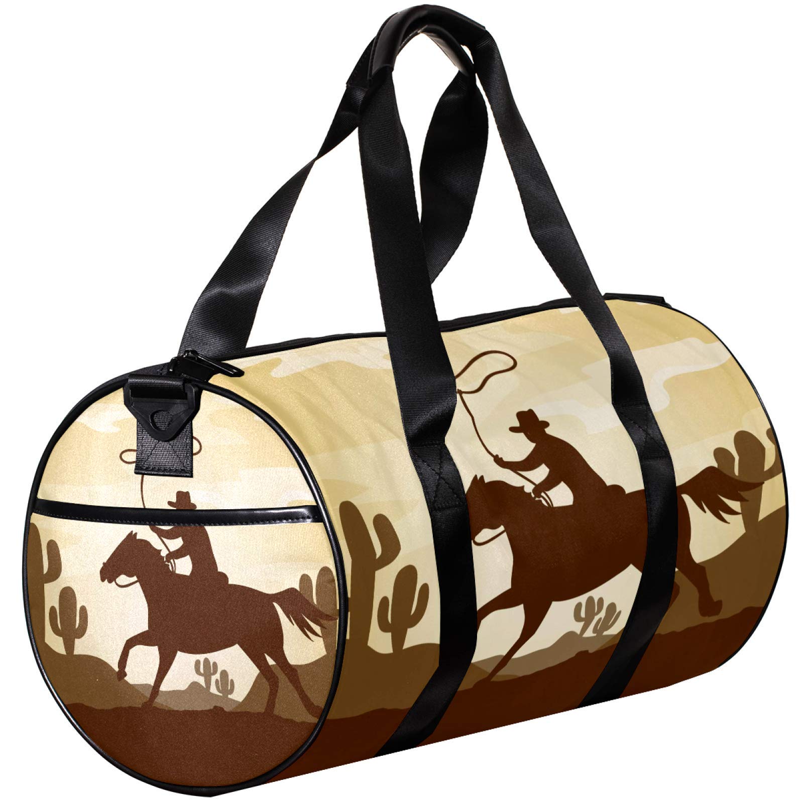 Compact Travel Duffel Bag for Gym & Sports - Durable Canvas Cowboy Riding Design - Perfect for Workouts, Weekend Trips & Outdoor Adventures
