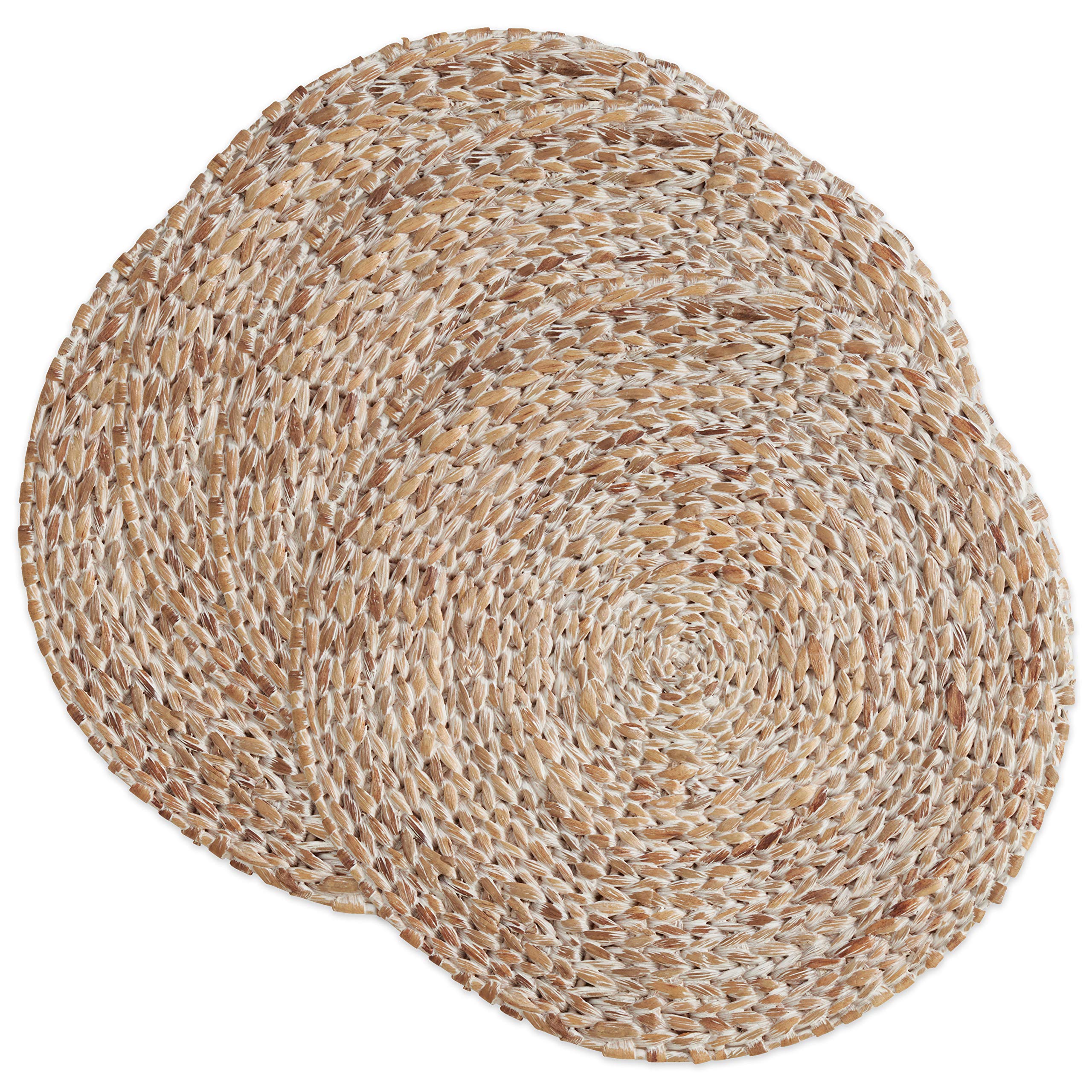 Eco-Friendly Woven Water Hyacinth Placemats Set of 4 - Natural Round Table Mats for Dining, Kitchen, or Outdoor Picnic Use
