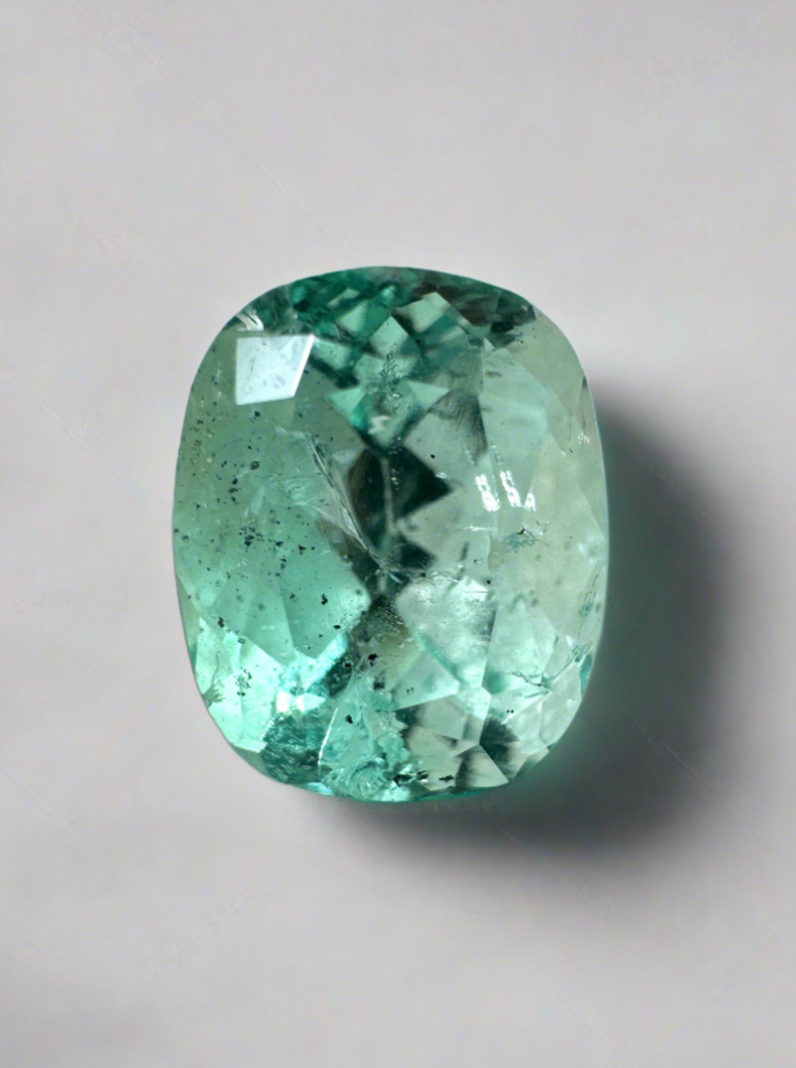 2.31 Carat Natural Colombian Emerald - Seafoam Green Loose Gemstone, Elongated Cushion Cut for Jewelry Making, Engagement Rings & Fine Collections