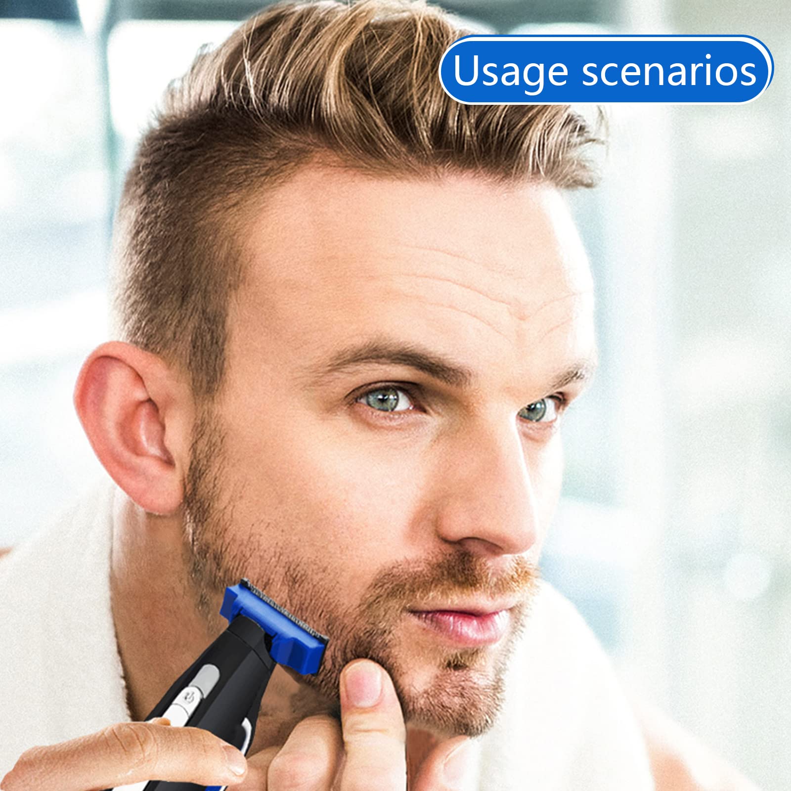 Replacement Shaver Heads for Solo Men's Rechargeable Full Body Hair Trimmer - 4 Blades with 4 Cleaning Brushes (4PCS) - Perfect for Beard, Body & Pubic Hair Grooming at Home or Travel