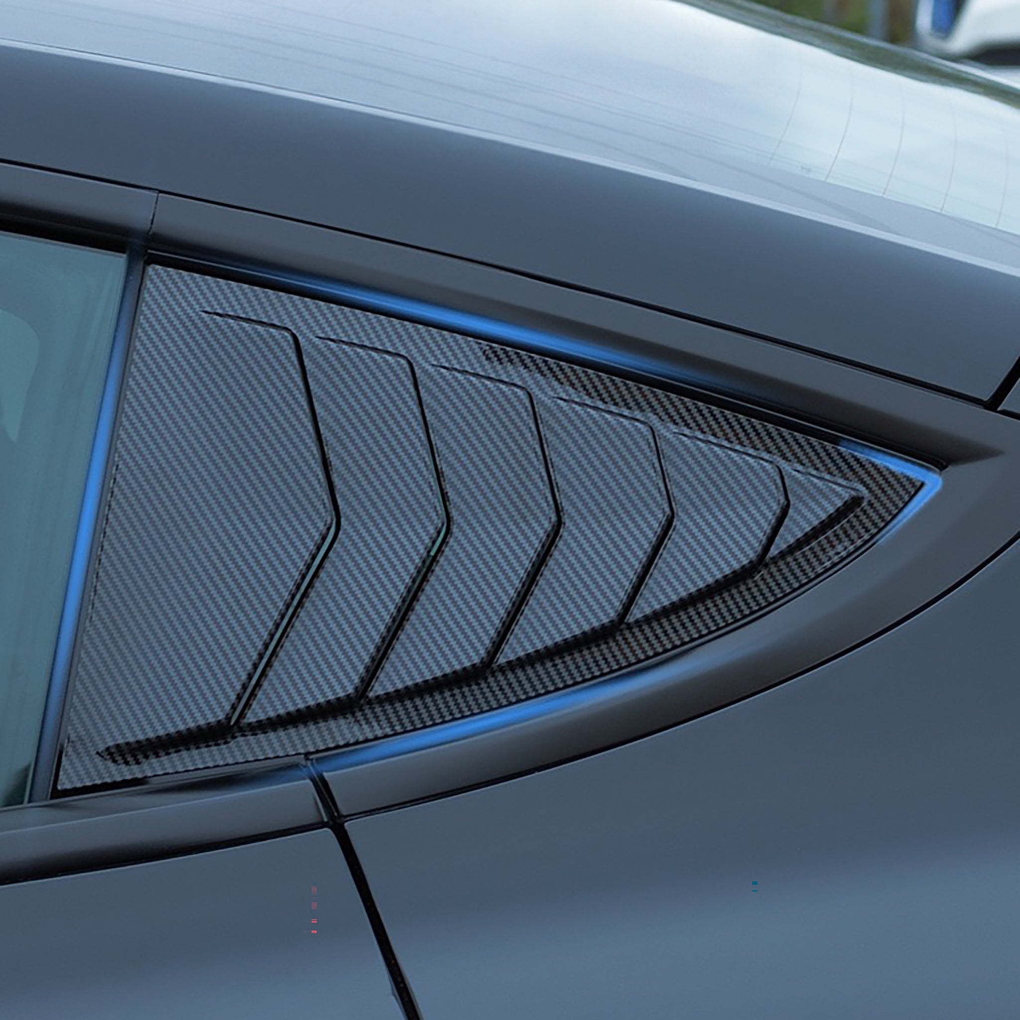 High-Performance Racing Style Rear Side Window Louvers for Tesla Model 3 (2017-2024) - Lightweight ABS Plastic Sun Shade & Privacy Cover for Enhanced Style & UV Protection - Perfect for Car Enthusiasts & Summer Driving