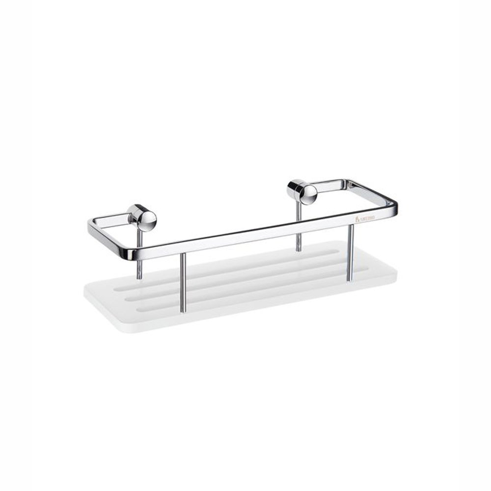 Polished Chrome DK3004 Single Tier Soap Basket for Bathroom & Kitchen - Durable Stainless Steel Organizer for Showers, Sinks, and Countertops