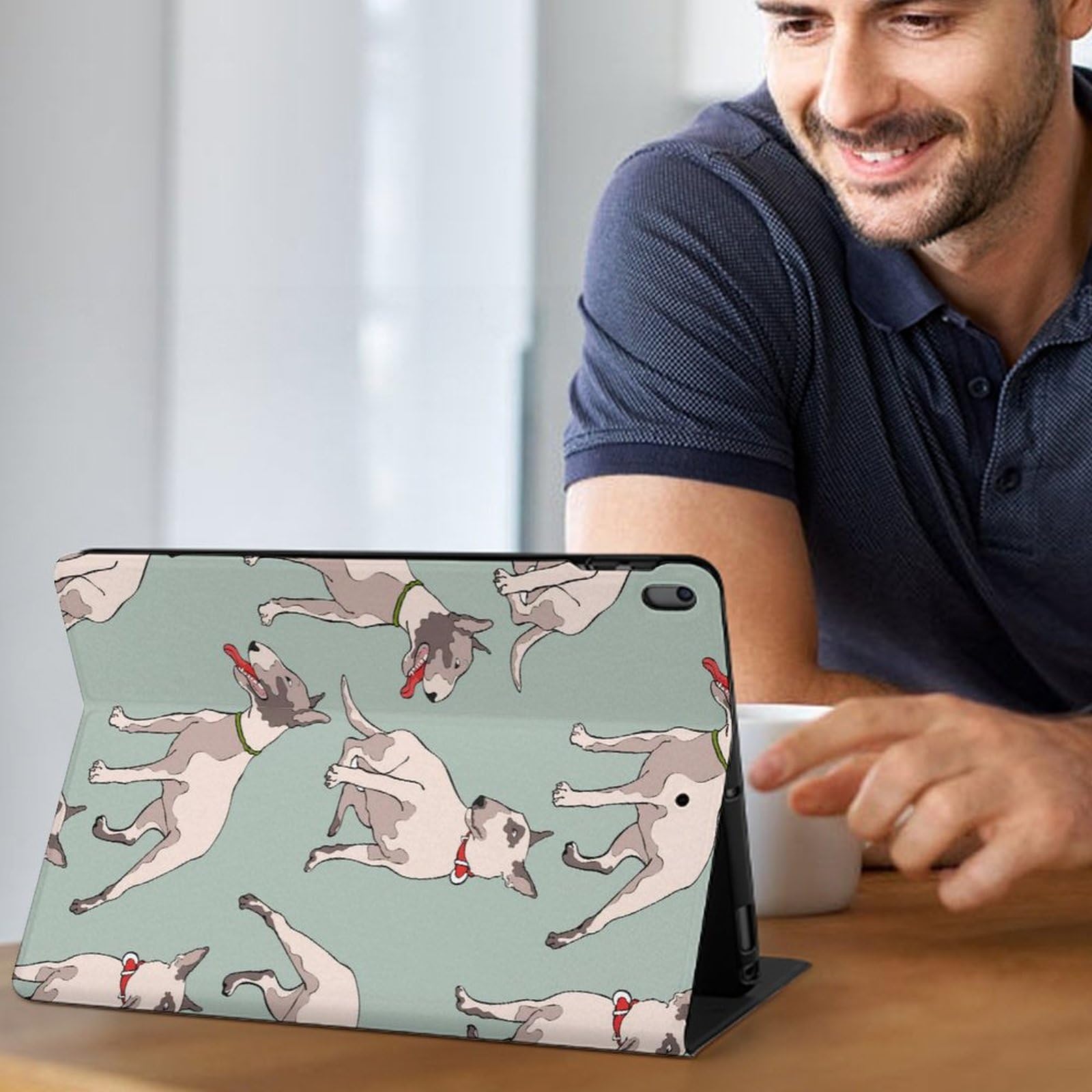 Bull Terrier Pet Dog iPad Pro/Air 3 (10.5in) Case - Multi-Angle Adjustable Stand with Auto Wake/Sleep Cover - Perfect for Work, Travel & Home Use