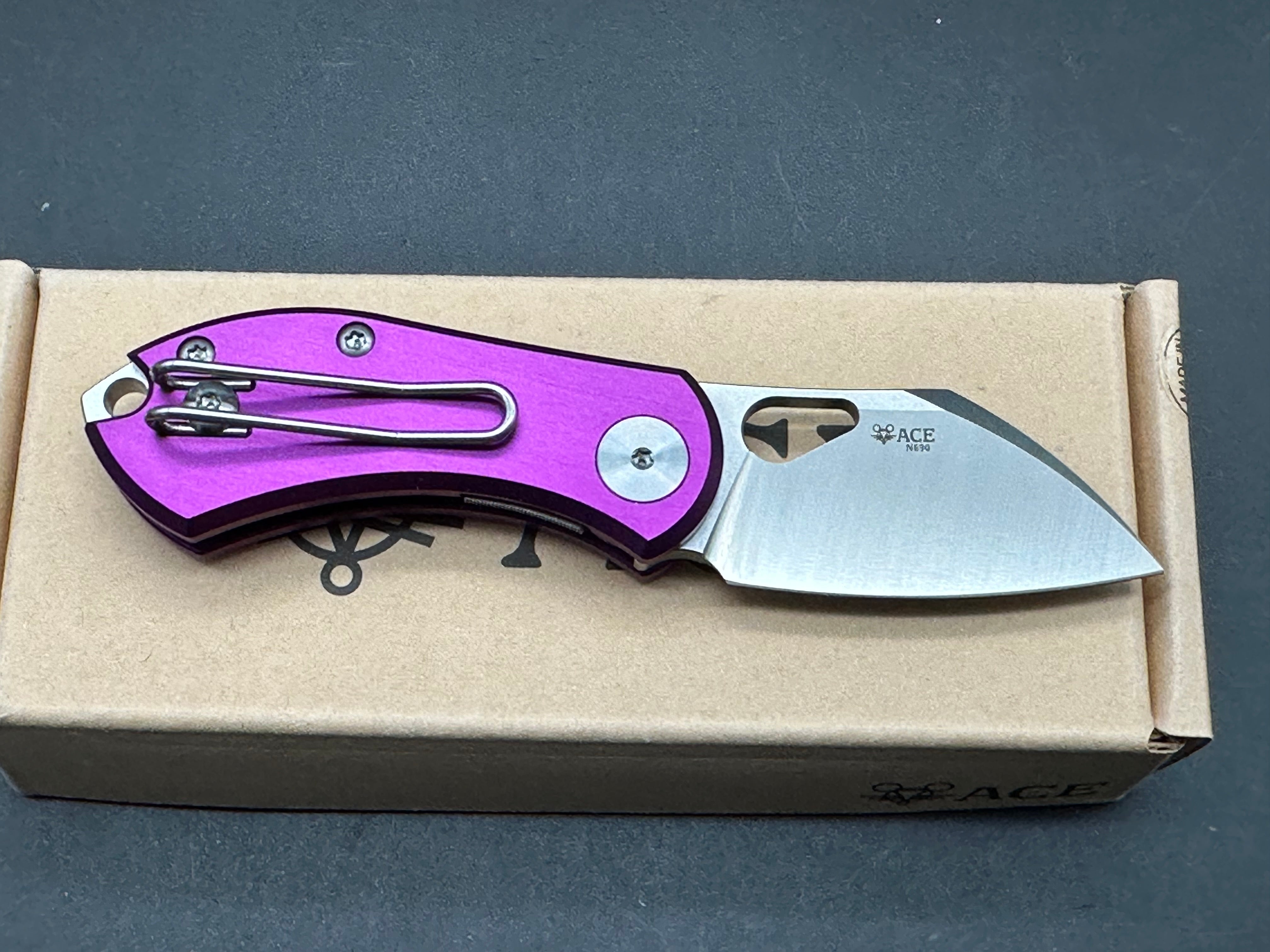 GiantMouse Vox/Anso ACE Nibbler Folding Knife - Purple Aluminum Handle, 1.9