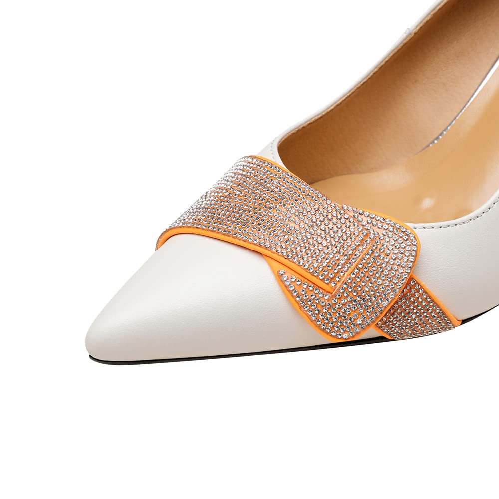 TinaCus Women's Pointed Toe Stiletto Heels - Genuine Leather Handmade Slip-On Dress Pumps for Weddings, Parties & Office Wear
