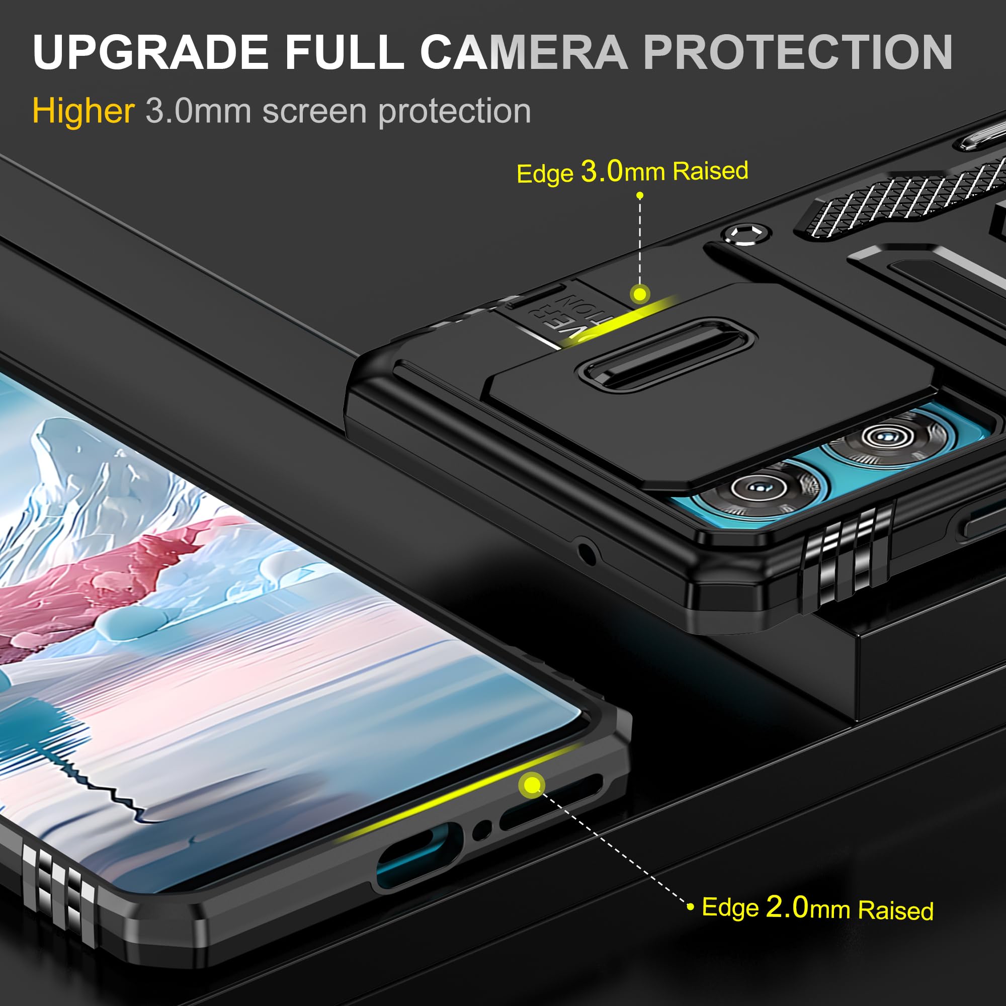 Shockproof 360° Rotating Stand Case for Motorola Edge 40 Neo - Protective Phone Cover with Kickstand | Perfect for Watching Videos, Gaming & Hands-Free Calls (Black)