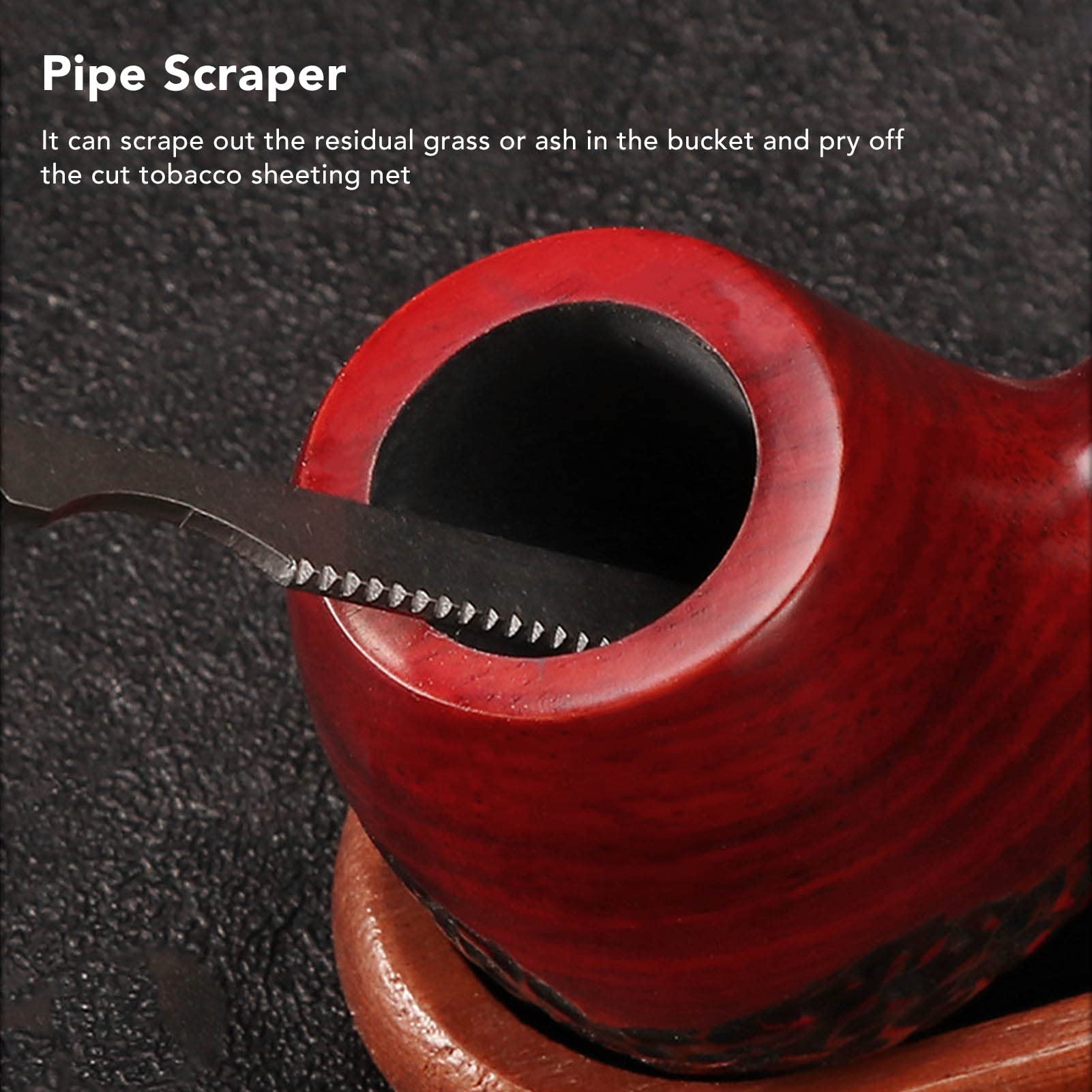 Qinlorgo 3-in-1 Stainless Steel Pipe Tamper Tool with Nozzle Cleaner & Chimney Scraper - Durable Wood Handle Tamping Utensil for Hose Pipe Maintenance, Piping Nozzle Supply & Citrus Processing - Perfect for Home Brewing, BBQ Grilling & Plumbing Repairs