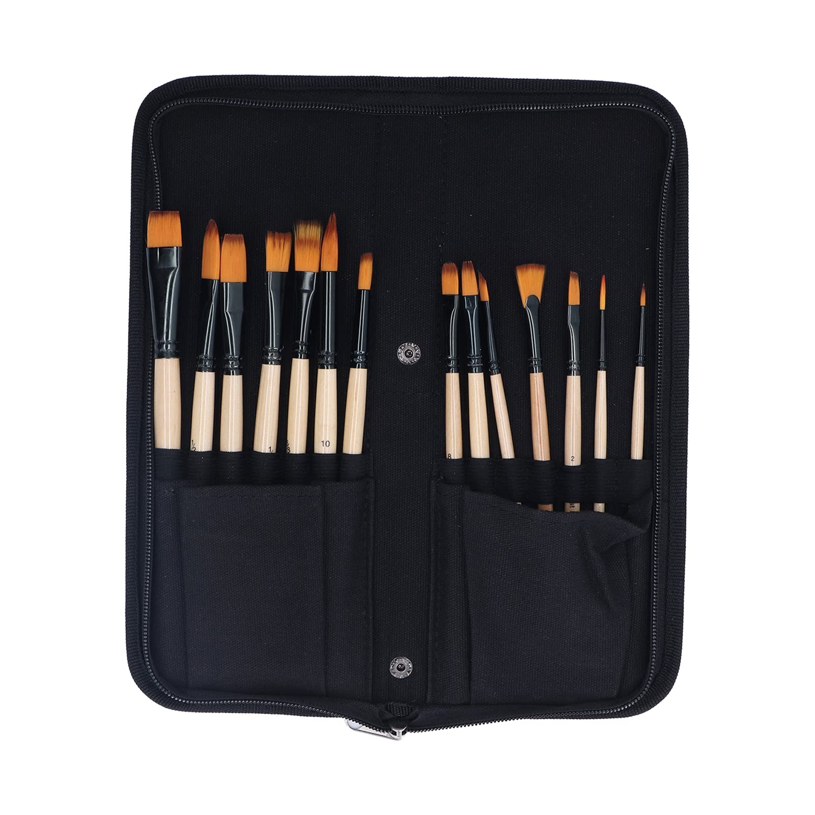 14-Piece HASAKI Acrylic & Oil Paint Brush Set - Nylon Bristles, High Water Absorption, Durable Aluminum Tube - Includes Storage Bag for Artists & Hobbyists - Perfect for Canvas, Watercolor & DIY Painting Projects