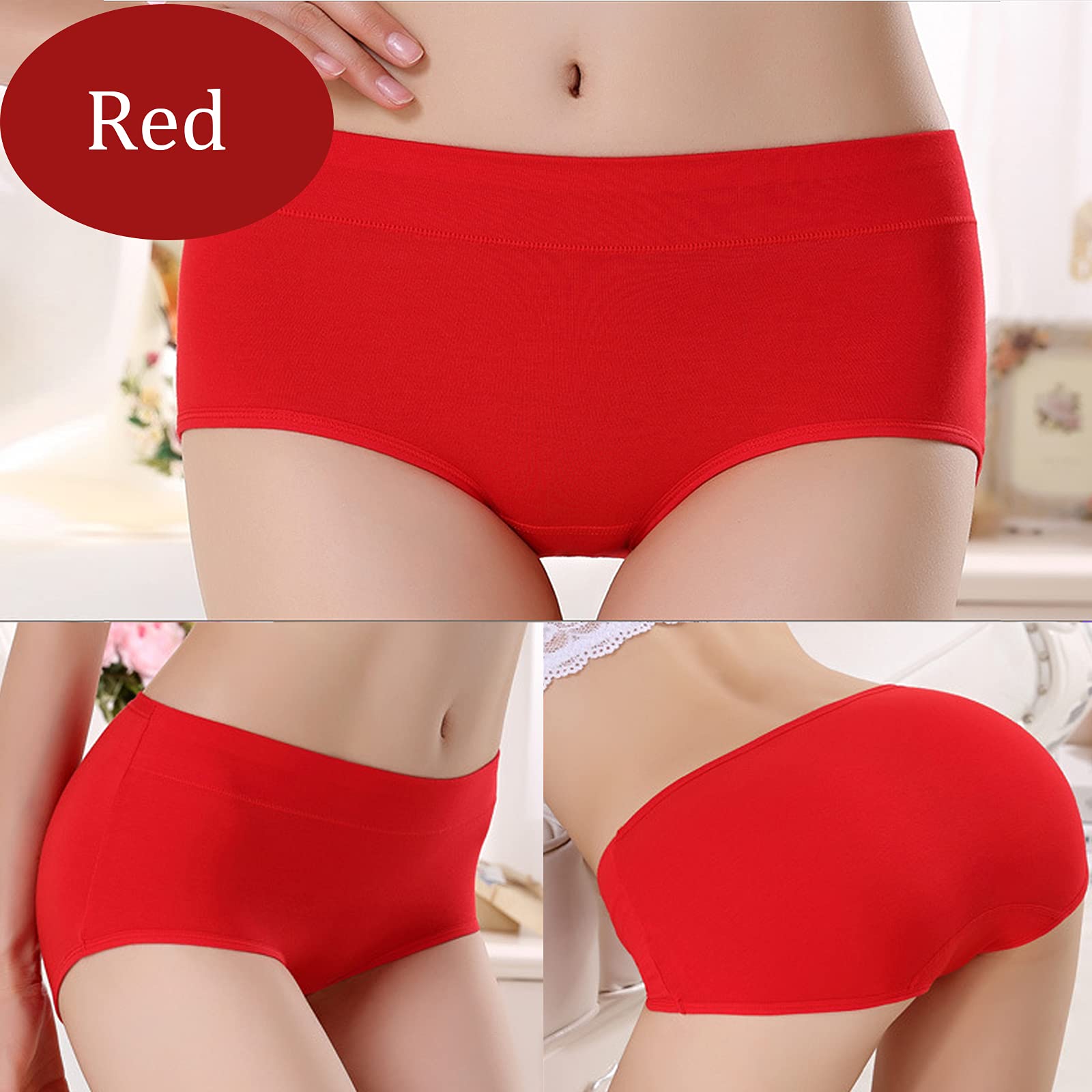 Soft Cotton Women's Mid Waist Briefs Underwear - 5 Pack Comfy Panties for Everyday Wear & Lounge