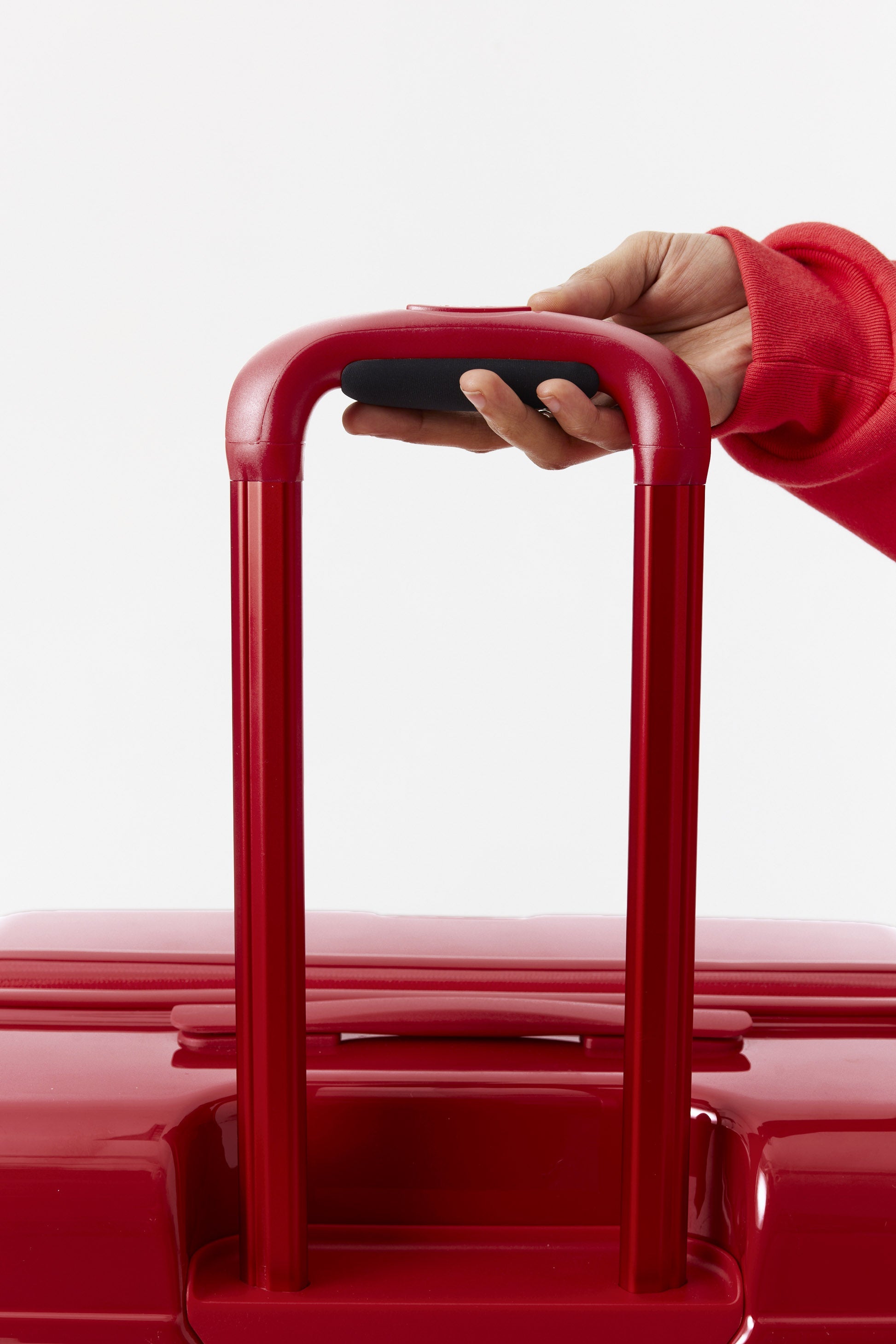 Large Check-In Roller Suitcase in Text Me Red - Perfect for Air Travel, Business Trips & Vacation Luggage