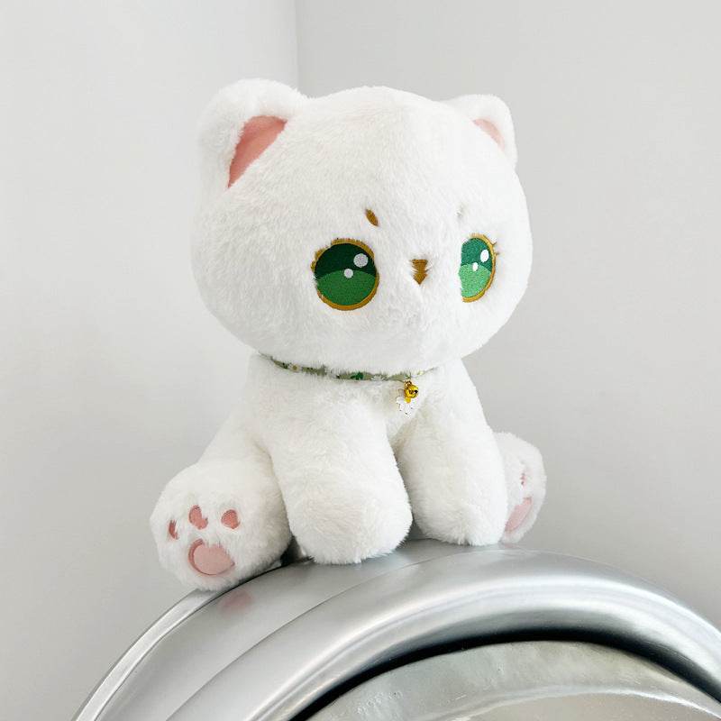 Kokoro Kawaii White Cat Plushie - Soft Cute Stuffed Animal Toy for Kids & Adults | Perfect for Gifts, Bedroom Decor, and Anime Lovers