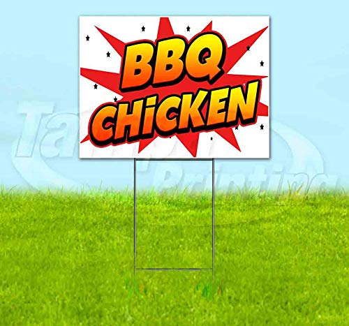 WBG BBQ Chicken 18x24 Inch Yard Sign with Metal Step Stake - Bulk Discounts & Multi-Packs Available - Perfect for Outdoor Advertising, Restaurant Promotion & Backyard BBQ Events - Made in USA