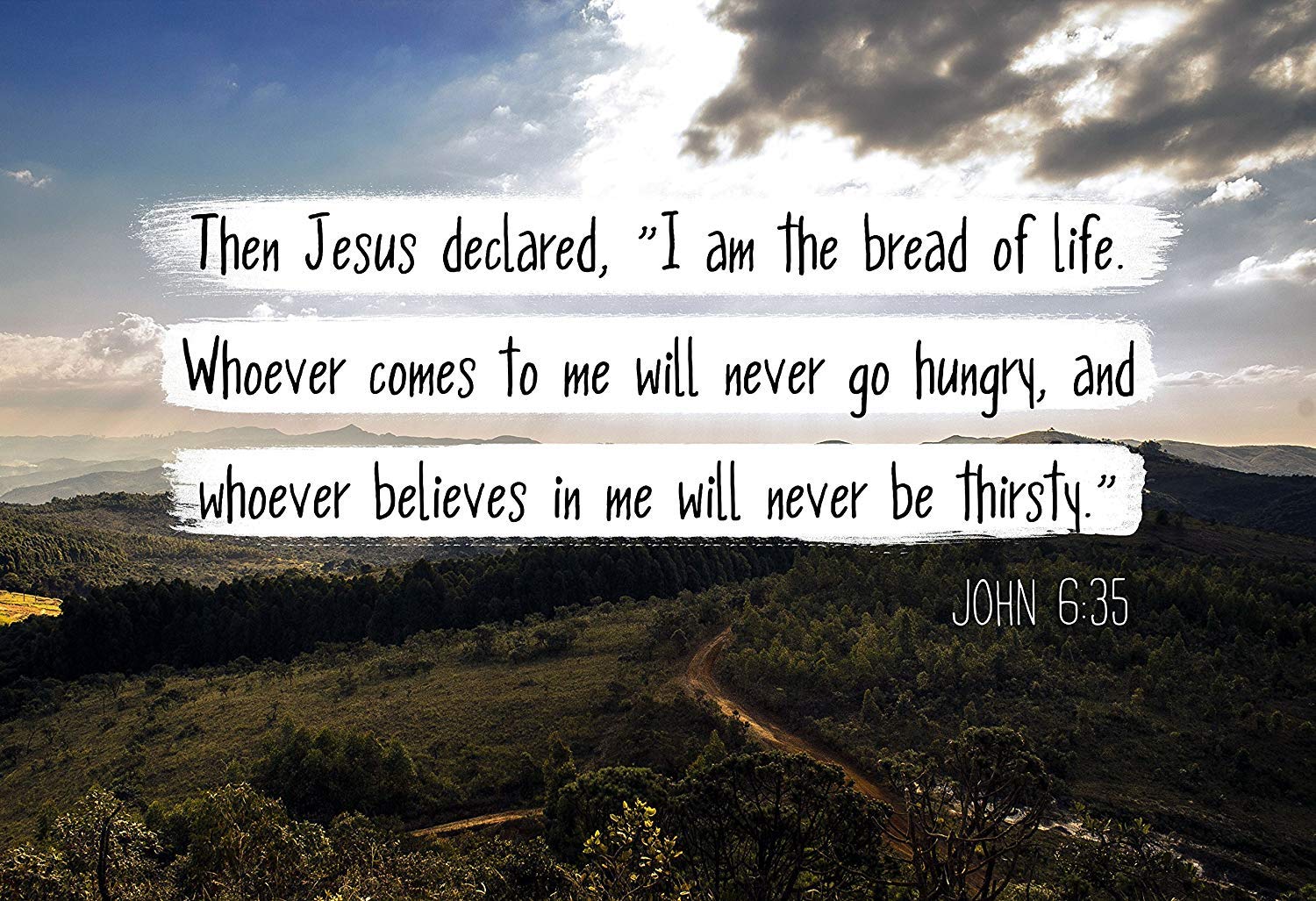 John 6:35 Bible Verse Poster - Bread of Life Quote | Christian Home Decor & Gift
