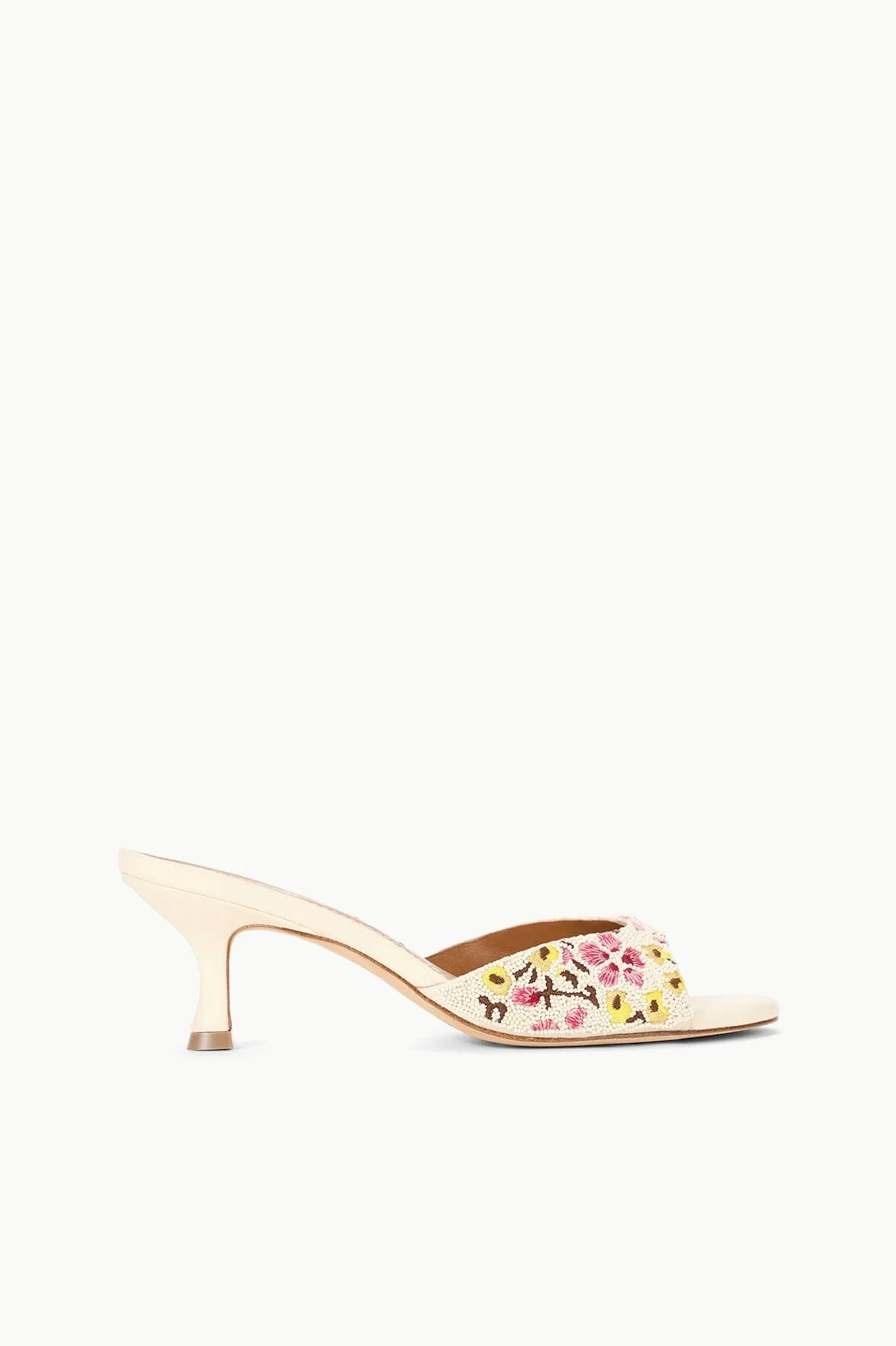 Brigitte Mule Sandals with Beaded Blossom Floral Design - Comfortable Women's Summer Shoes for Beach, Vacation and Casual Outings