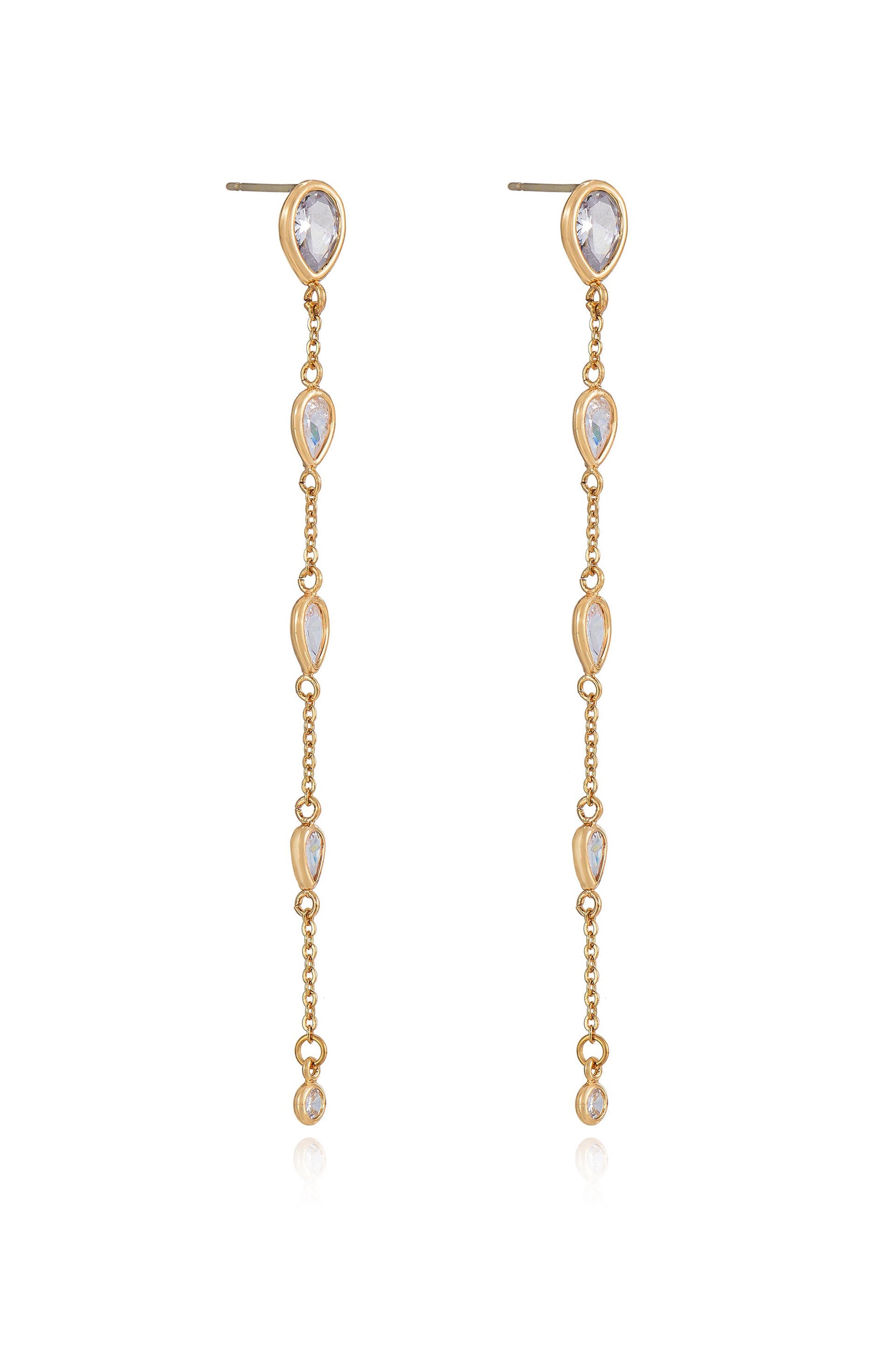 Dainty Bezel Crystal Dangle Earrings for Women - Elegant Cubic Zirconia Drop Earrings for Party, Wedding & Evening Wear