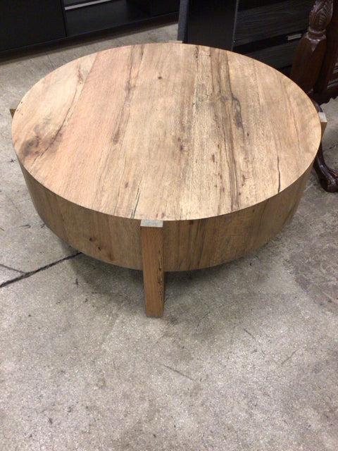 Round Oak Coffee Table - Solid Wood Living Room Furniture for Home Decor, Perfect for Family Gatherings & Relaxing
