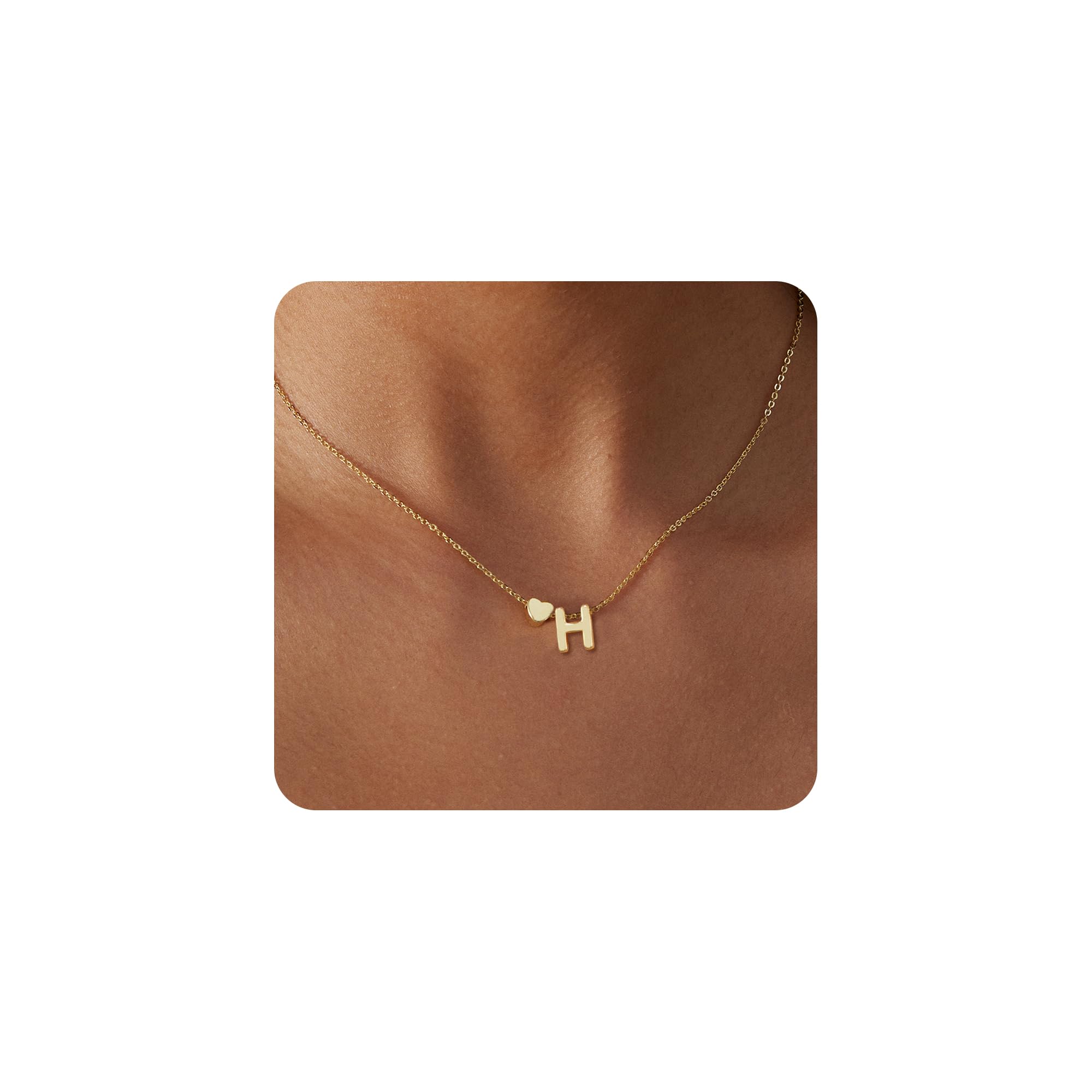 Dainty Initial Necklaces for Women - 14K Gold Plated Heart Letter Pendant Necklace, Personalized Tiny Name Necklace | Perfect Gift for Birthday, Anniversary & Valentine's Day